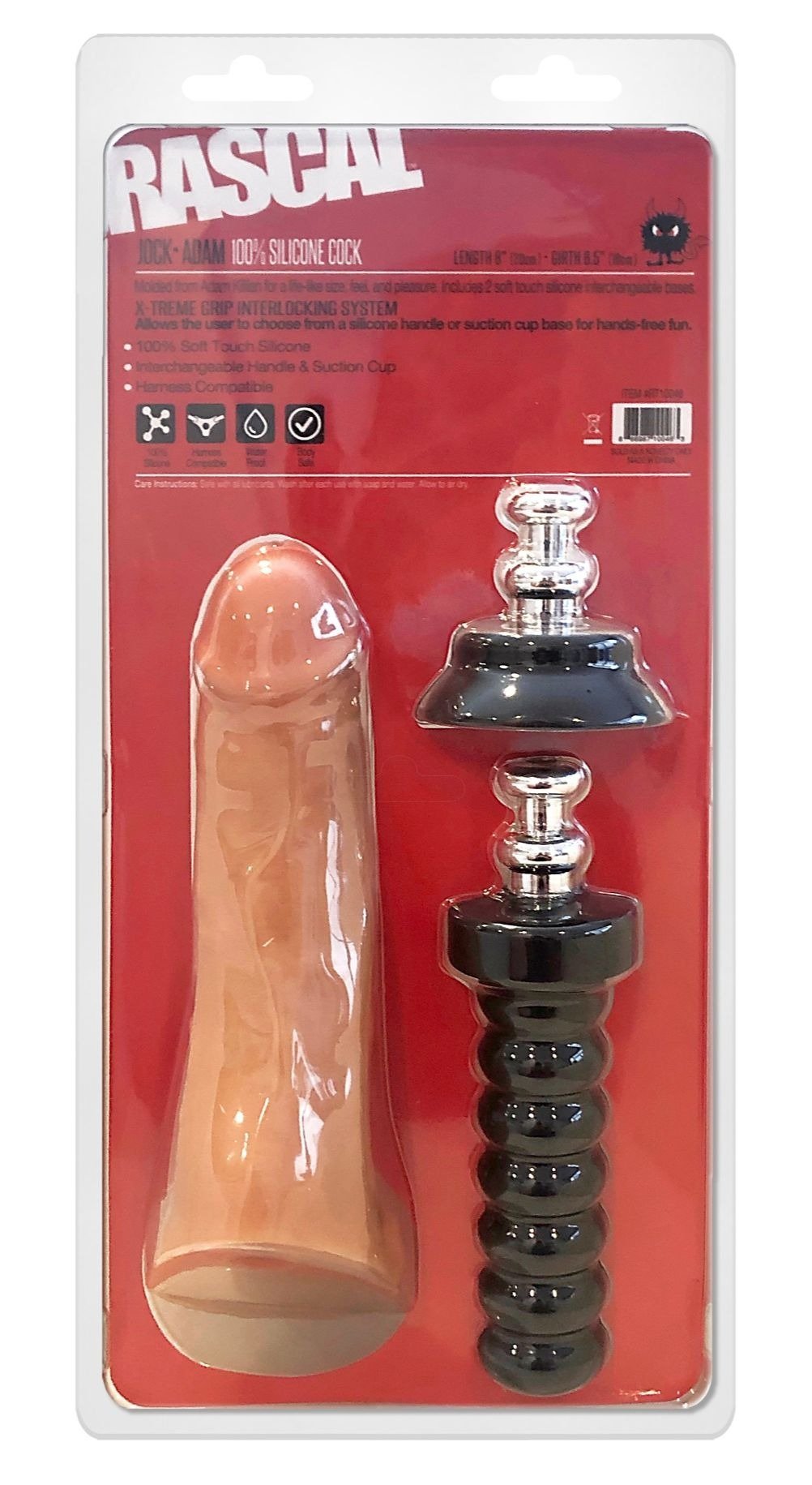 Jocks Adam Dildo made from soft touch silicone, featuring a lifelike design and interchangeable bases for versatile use.