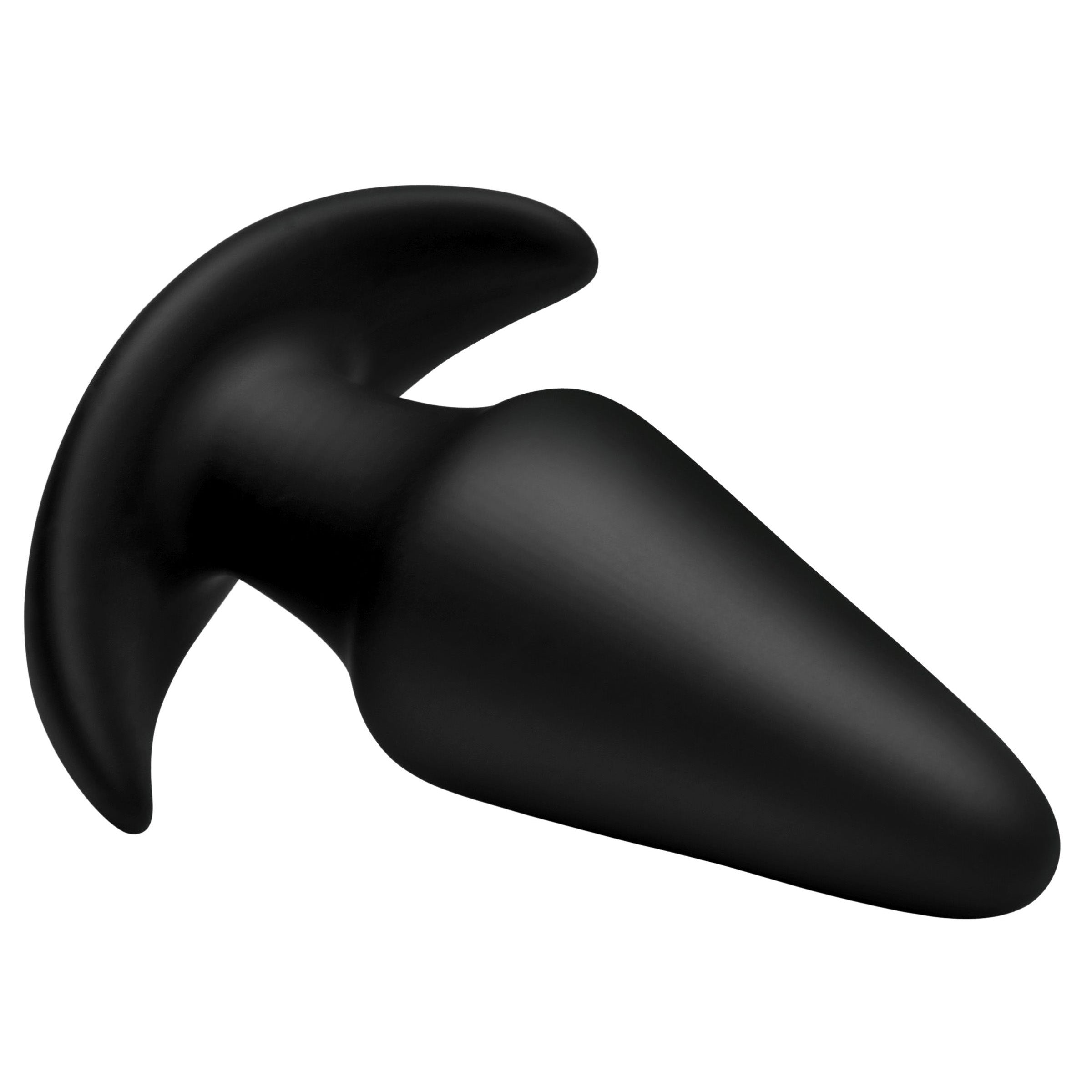 Kinetic Thumping 7X Large Anal Plug in black silicone with remote control, showcasing its tapered design and impressive girth.