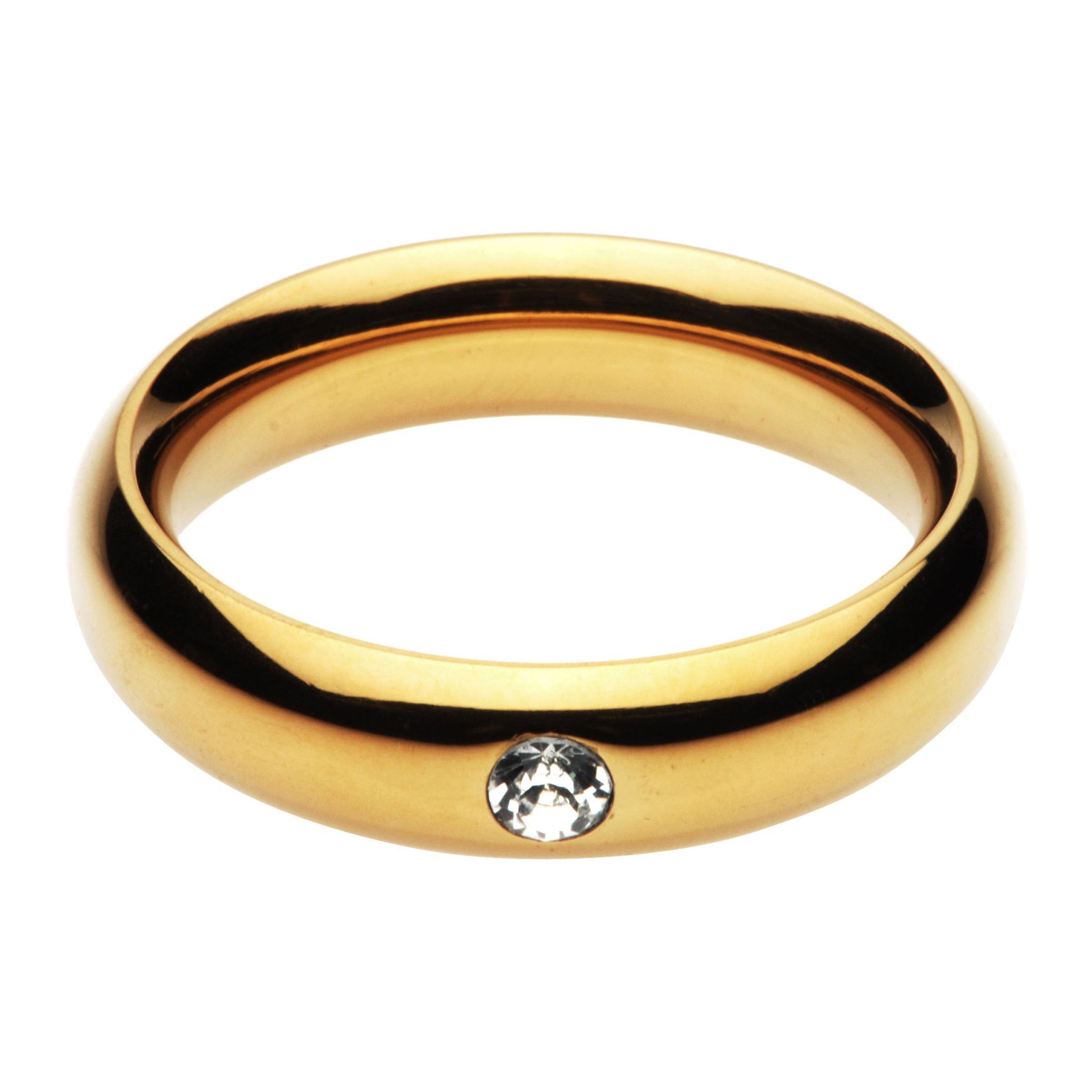 Kings Diamond Crown Cock Ring in gold with a sparkling gem, measuring 1.75 inches in diameter, made from durable stainless steel.