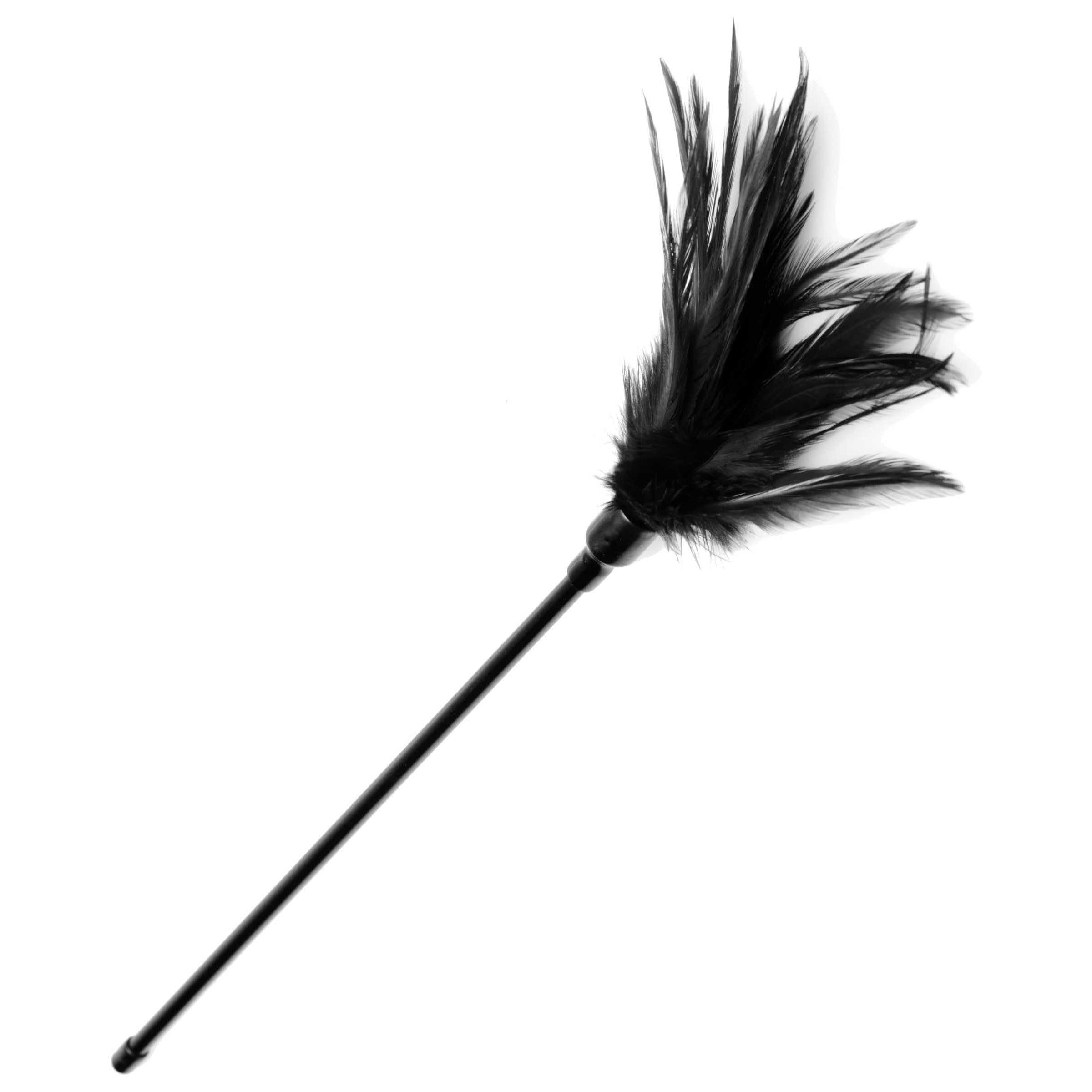 Le Plume Feather Tickler in black, featuring soft feathers and a sturdy handle, perfect for sensual play.