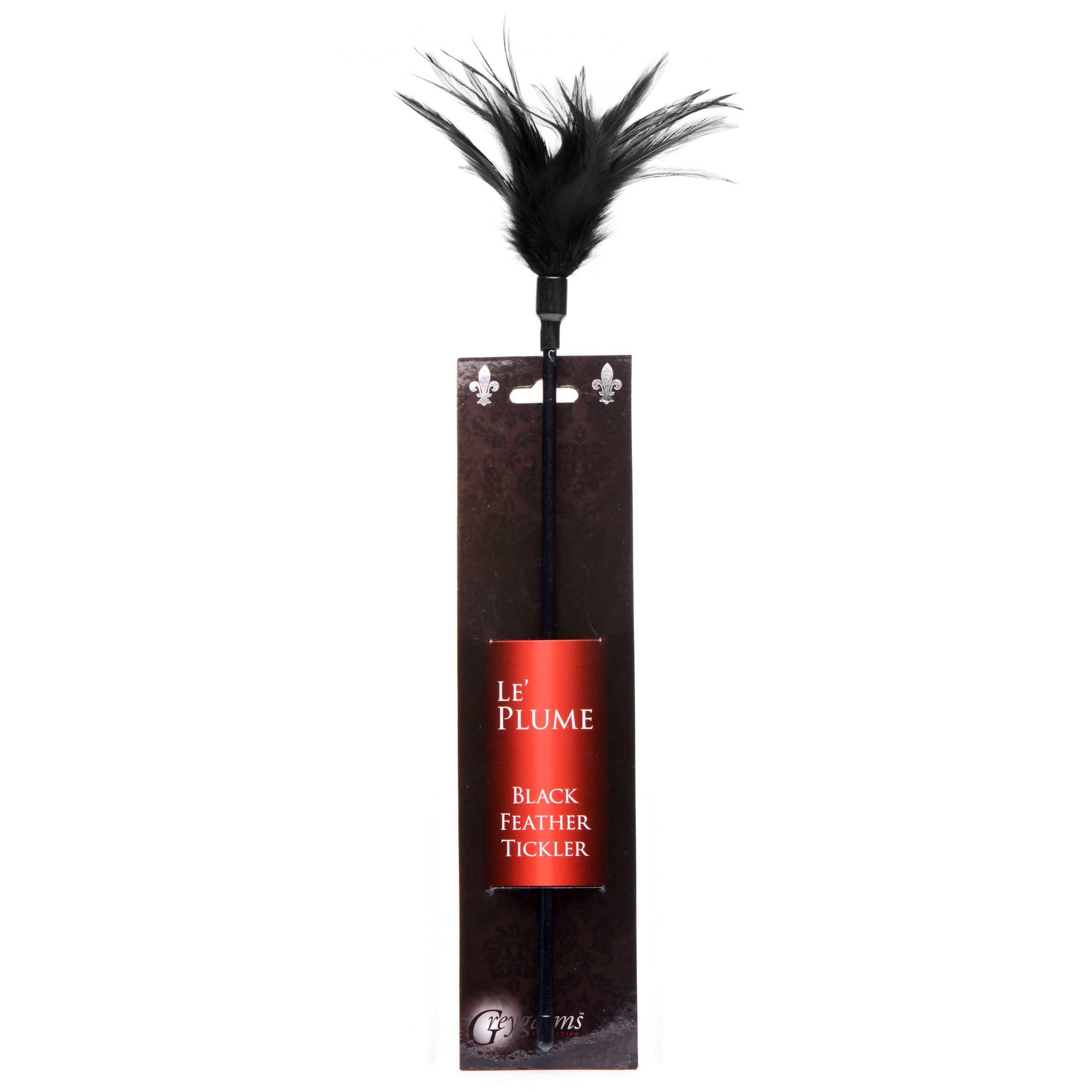 Le Plume Feather Tickler in black, featuring soft feathers and a sturdy handle, perfect for sensual play.