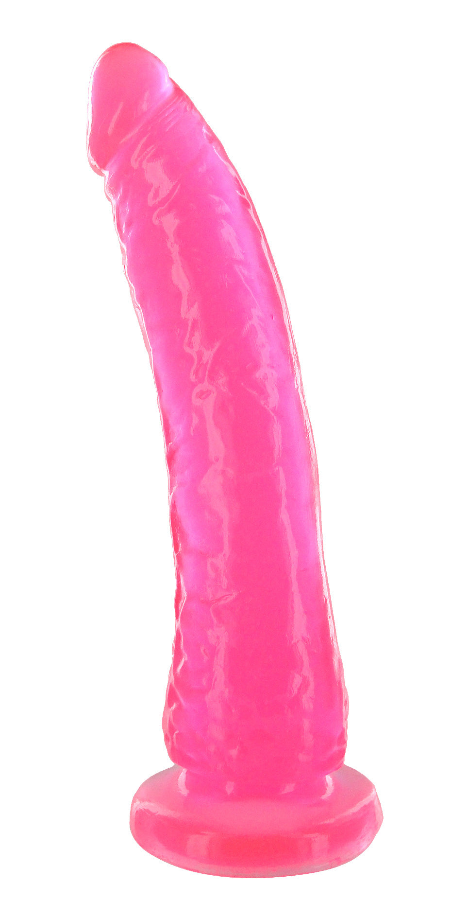 Lean Luke 7 Inch Hot Pink Dildo with realistic design and sturdy suction cup base.