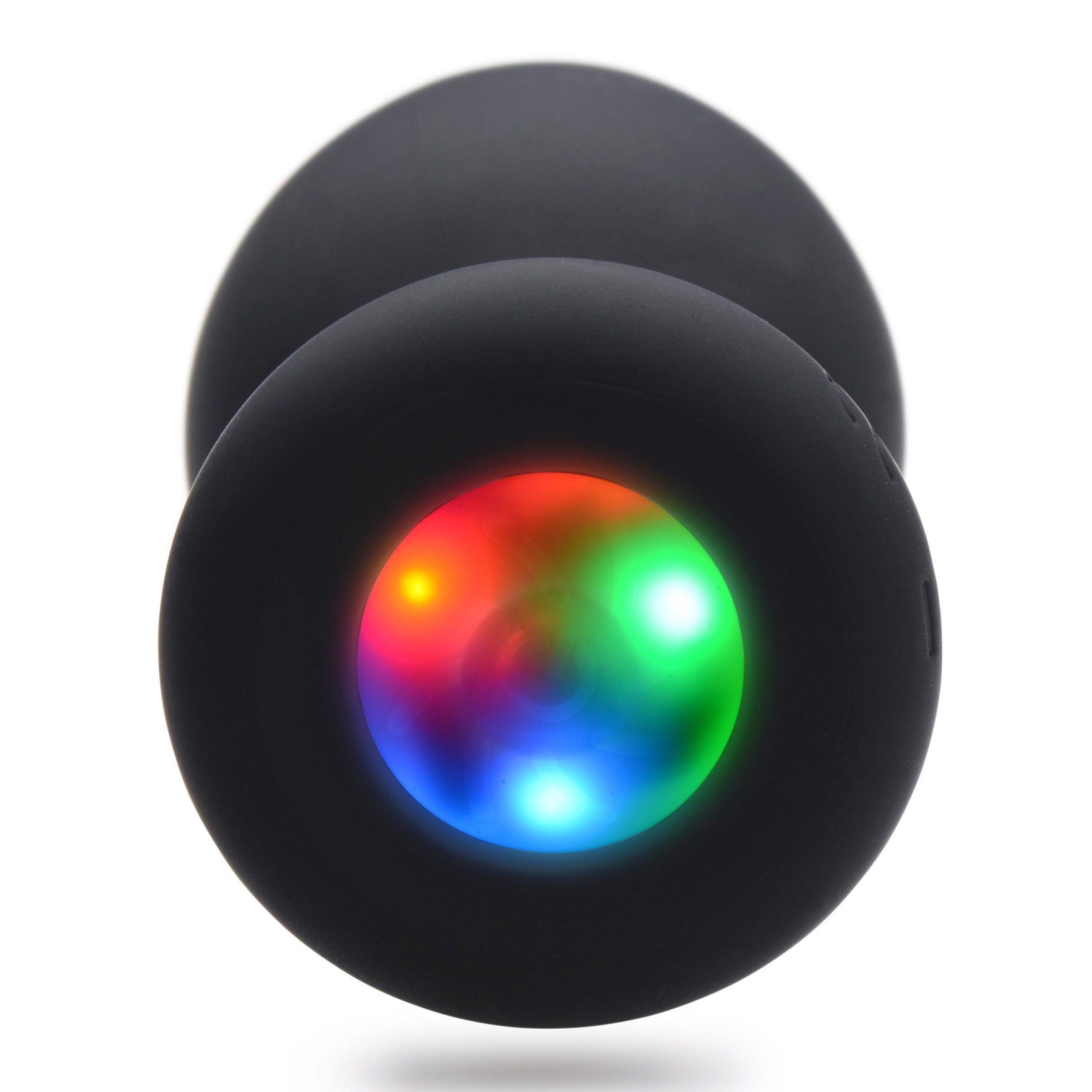 Large light-up silicone anal plug with LED lights in red, green, and blue, designed for comfortable insertion and body-safe use.