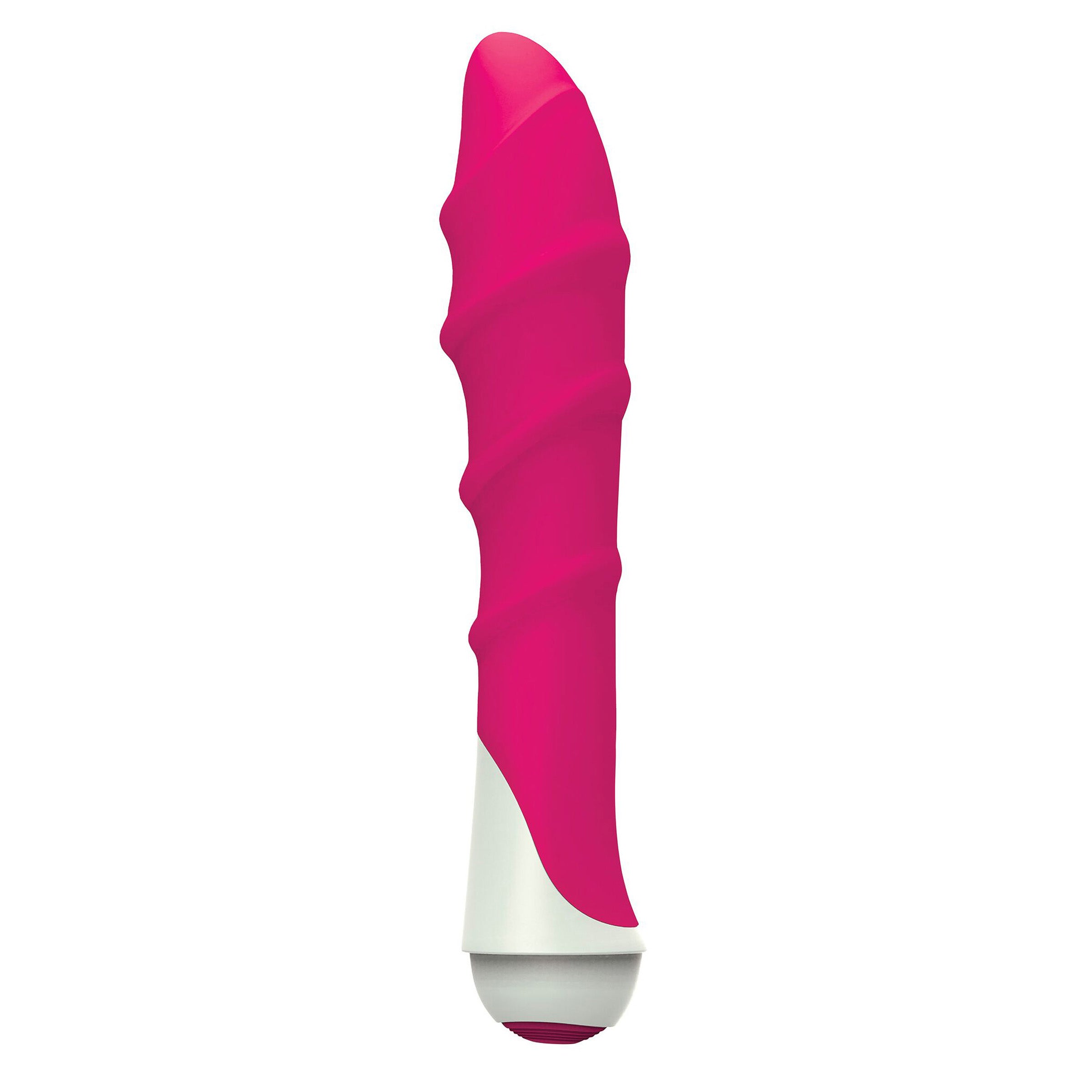 Lily 7 Function Silicone Vibe in pink with a rippled shaft, showcasing its sleek design and premium silicone material.