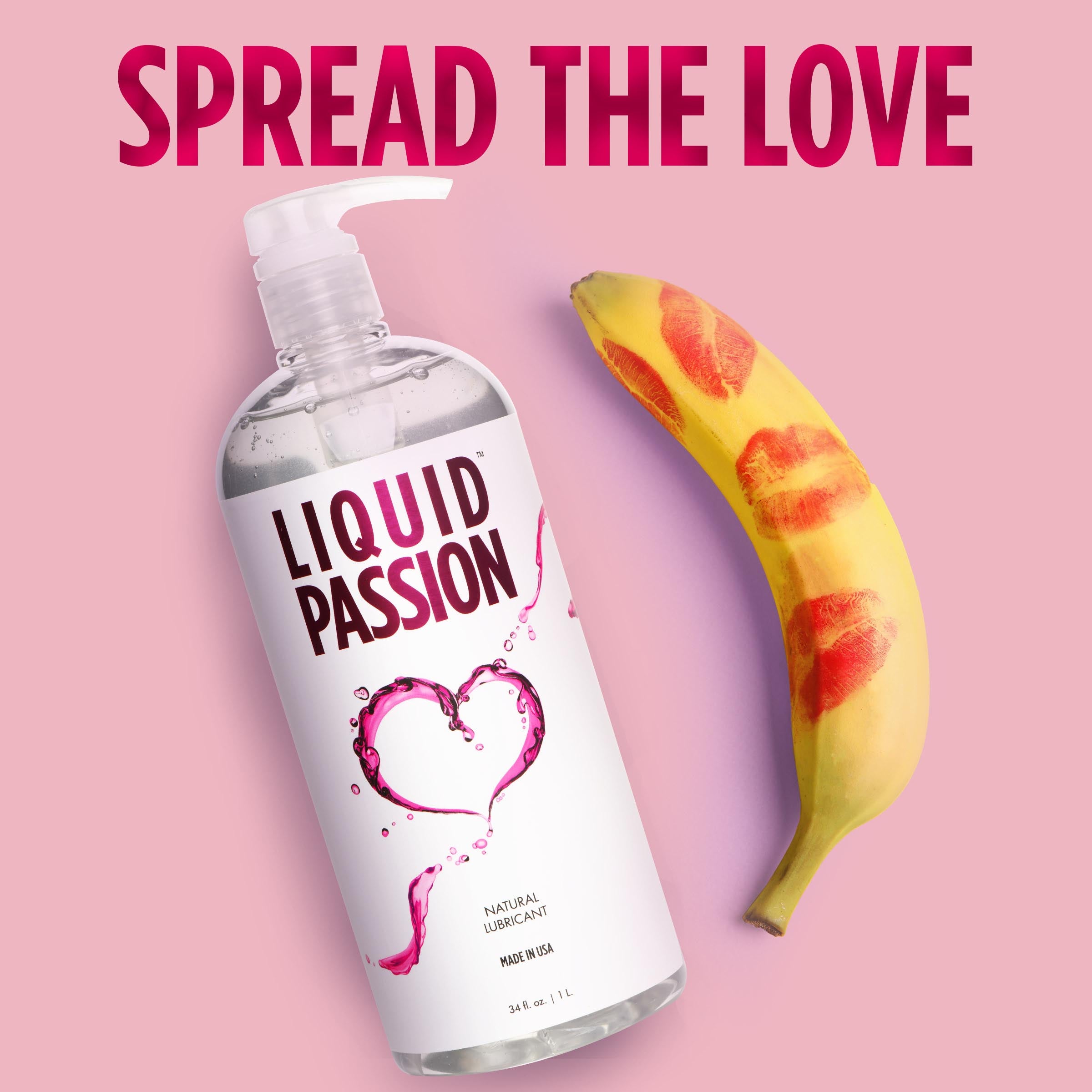 Liquid Passion Natural Lubricant 34oz bottle, designed for women, featuring a clear, water-based formula for enhanced comfort and pleasure.