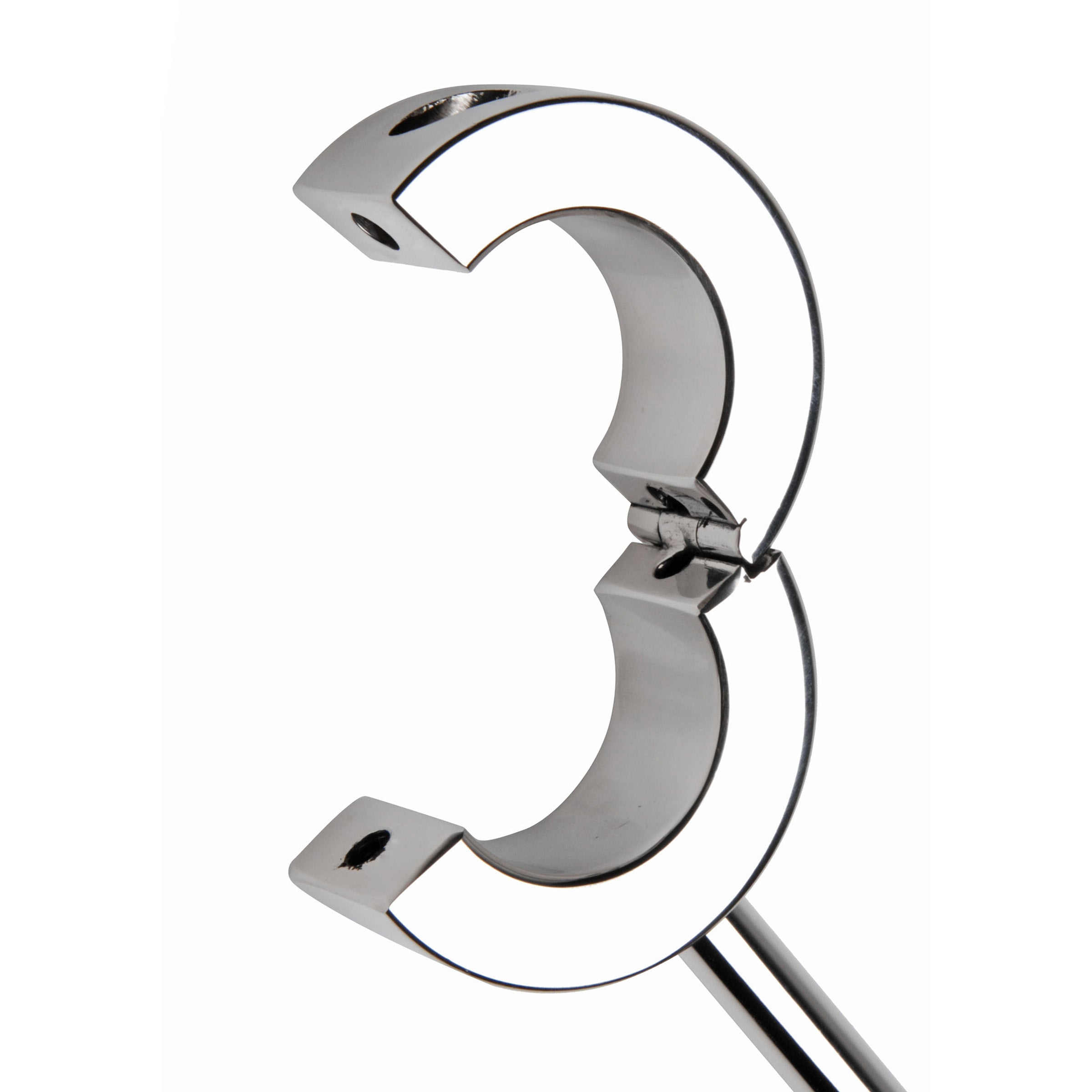 Locking Mounted CBT Scrotum Cuff made of stainless steel, securely designed for bondage play, featuring a non-removal base for mounting.