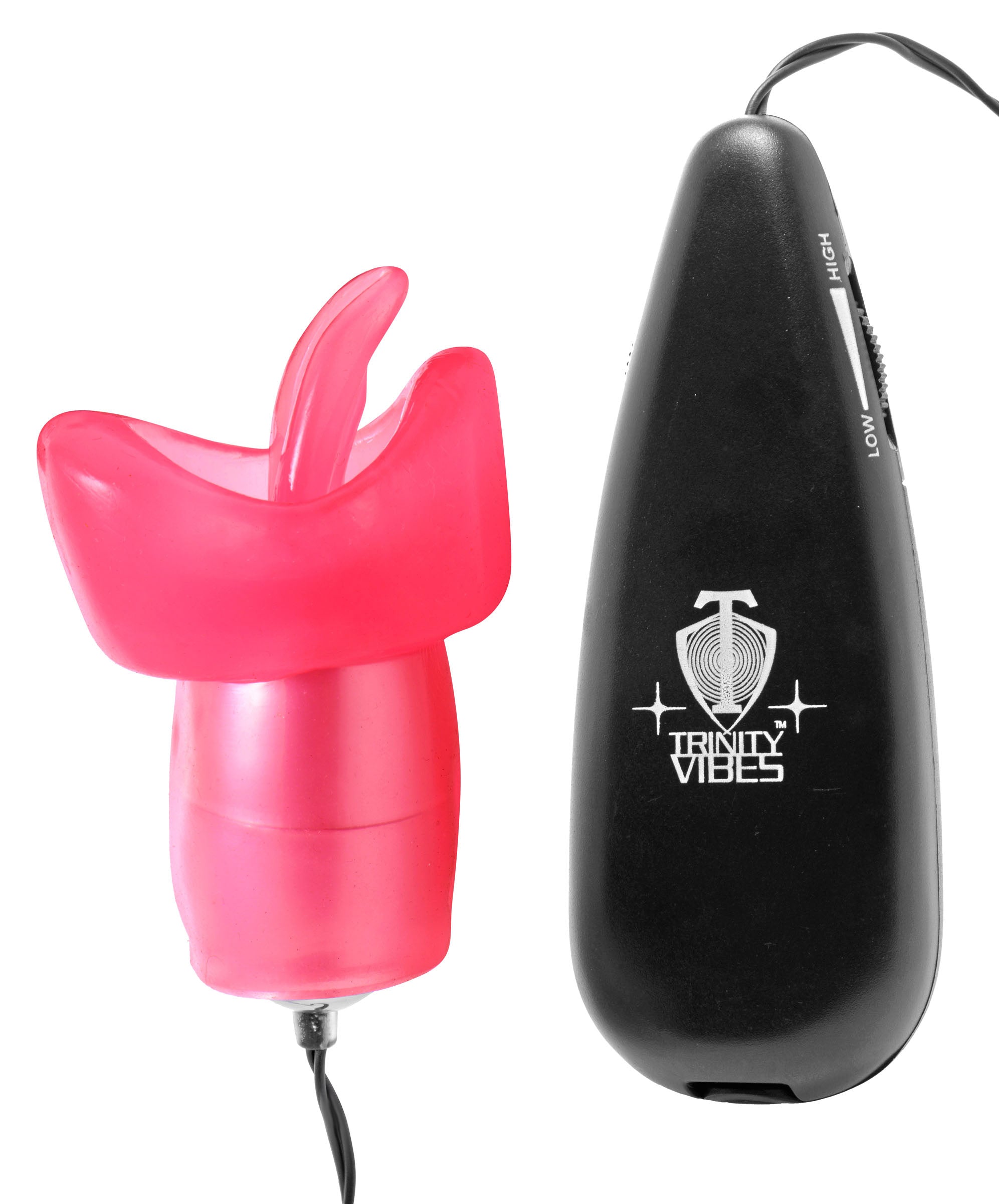 Luv Flicker Vibrating Bullet with a soft mouth-shaped sleeve and flickering tongue attachment in vibrant pink color.