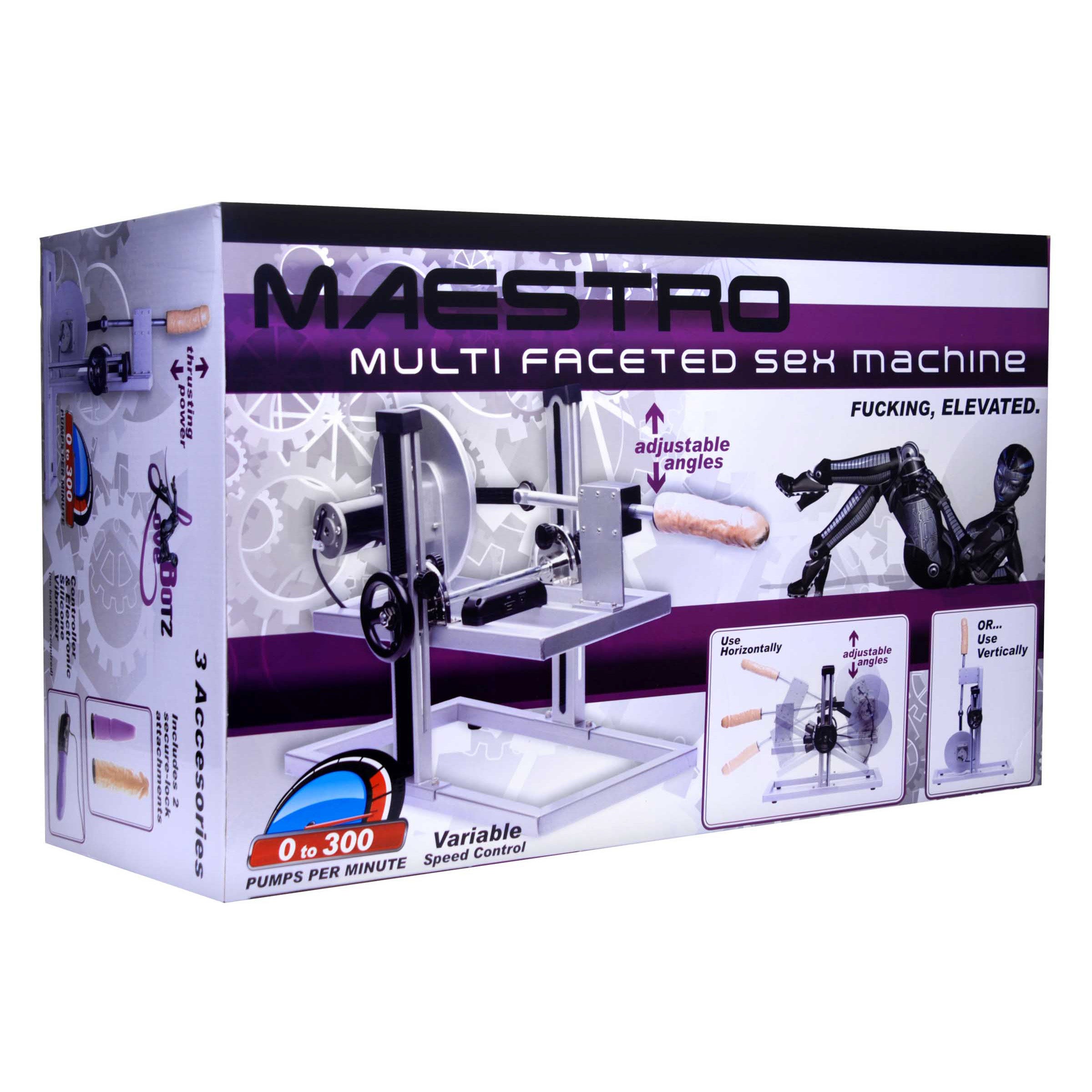 The Maestro Multi-Faceted Sex Machine with adjustable speed and versatile attachments for enhanced pleasure.