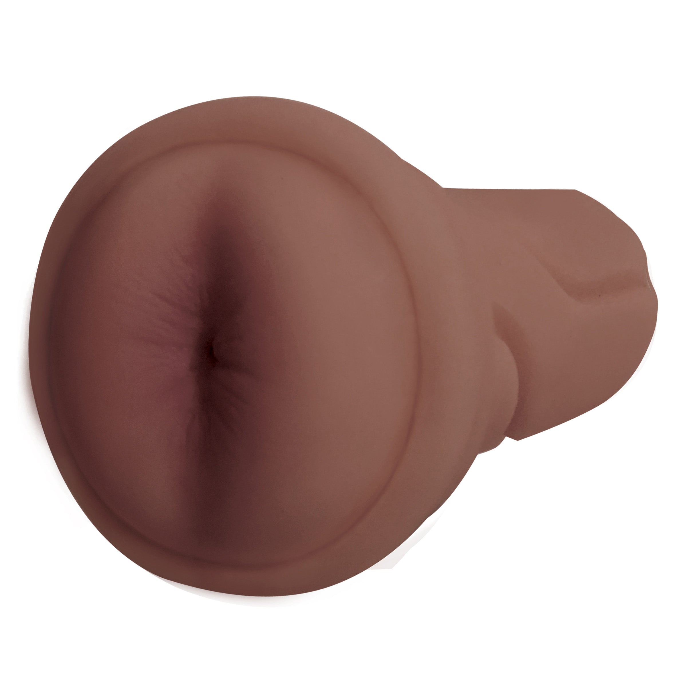 Mistress Cece BioSkin Vibrating Ass Stroker in dark color, showcasing realistic anal detailing and ergonomic grip design.