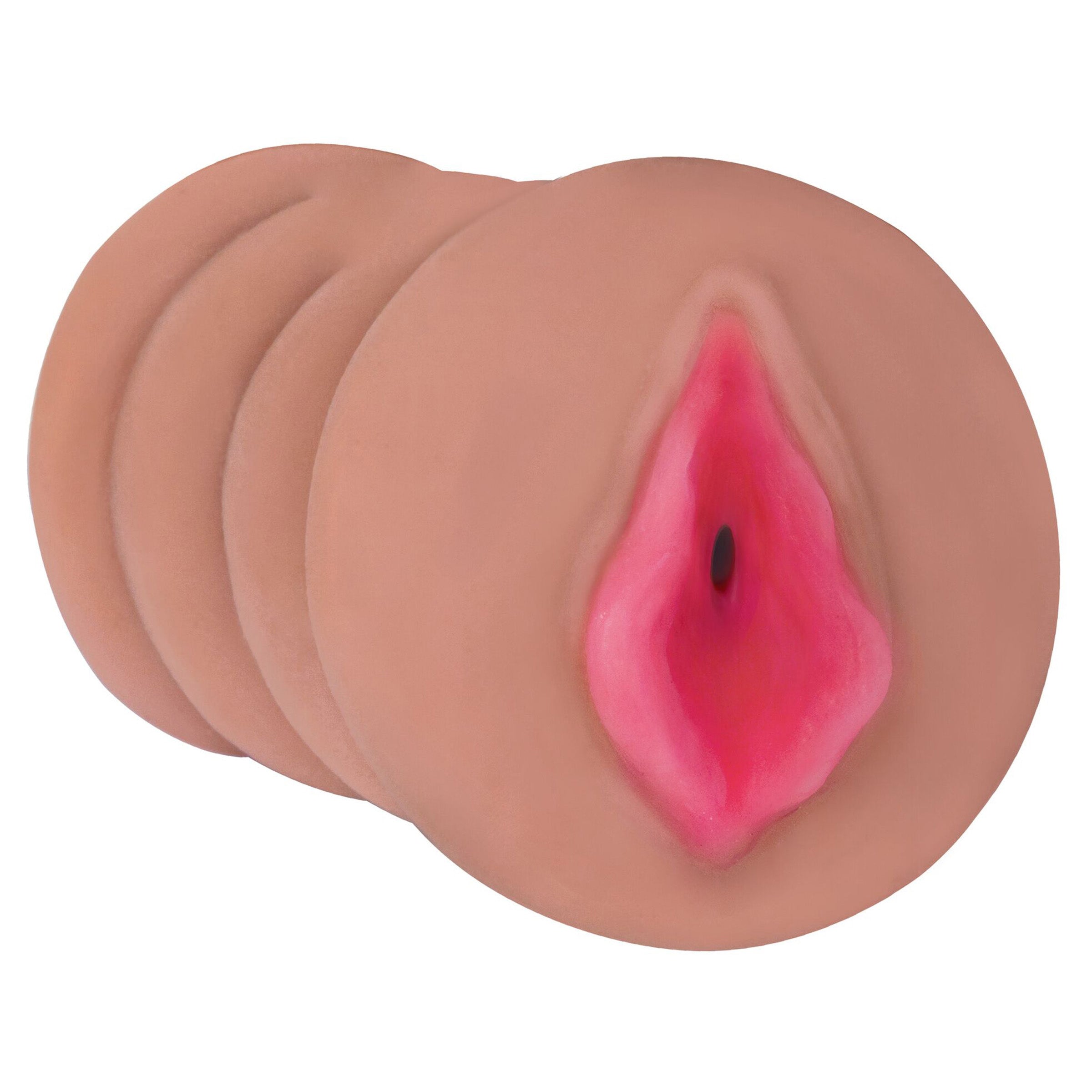 Mistress Sabrina Pussy Stroker - Medium with realistic design and hand-painted lips, showcasing its soft texture and molded grip.