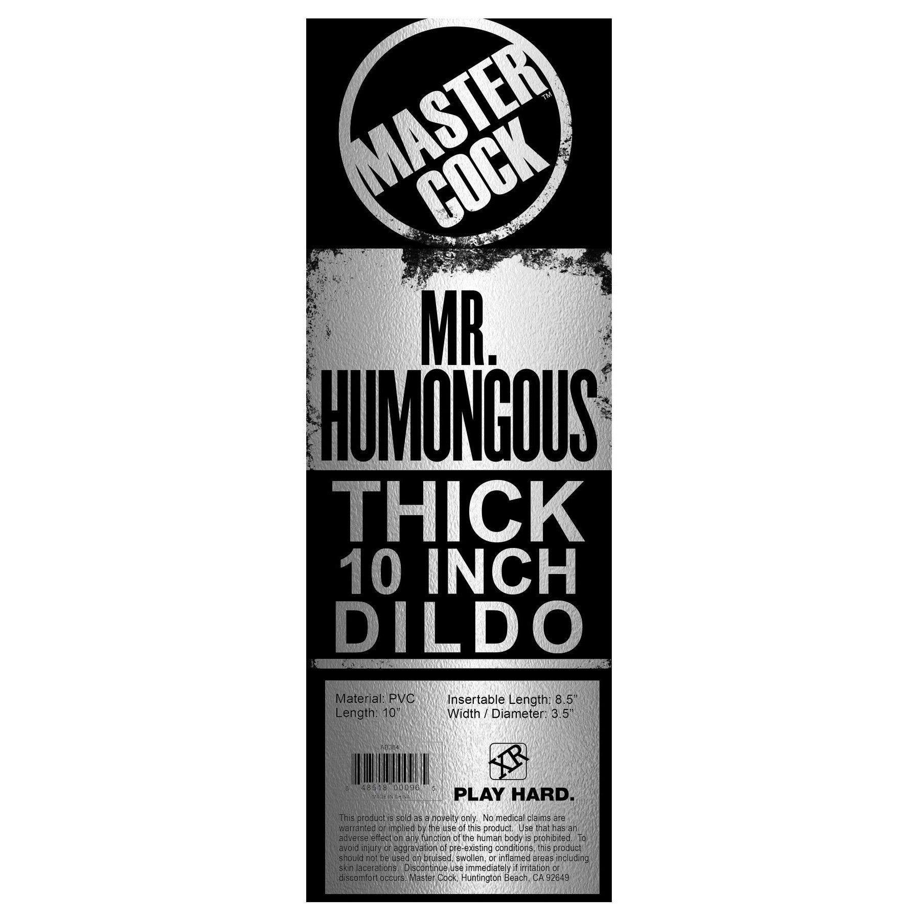 Mr. Humongous Dong, a large realistic dildo with pronounced head, textured shaft, and balls at the base, designed for intense pleasure.