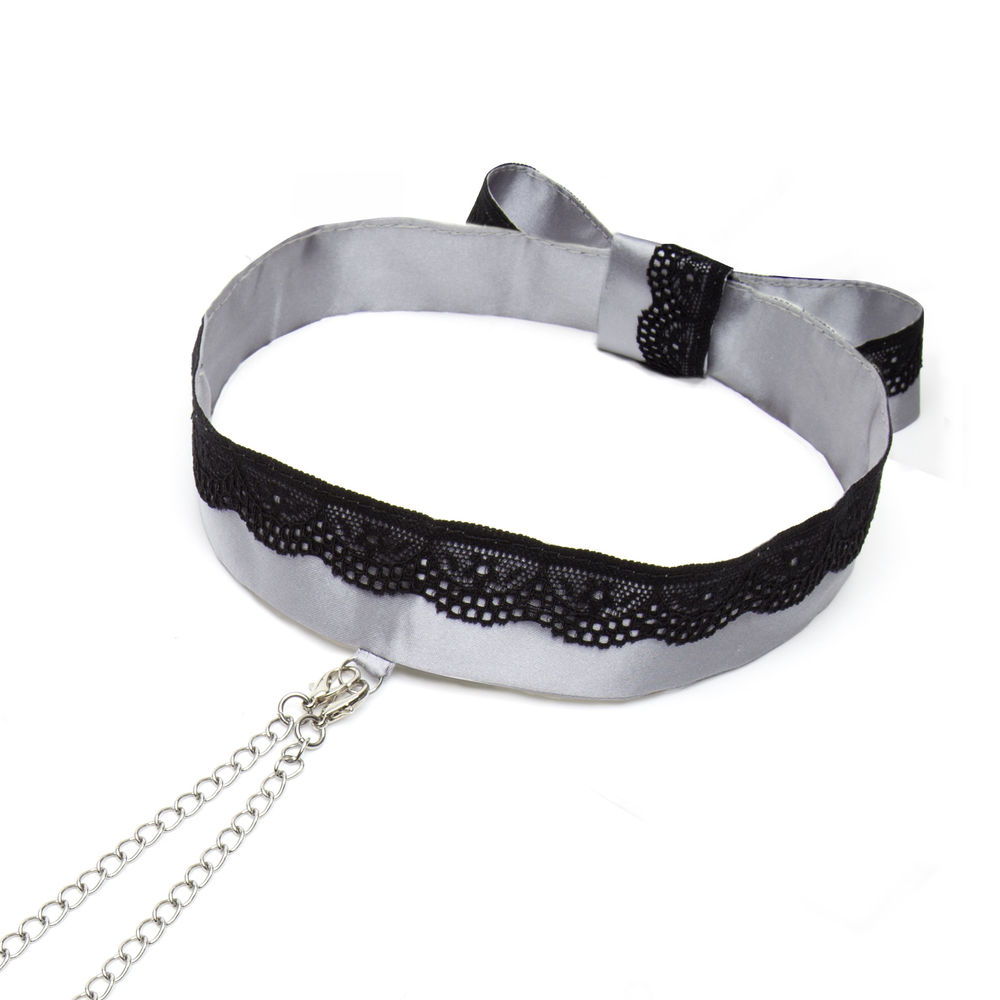 Gray and black lace choker