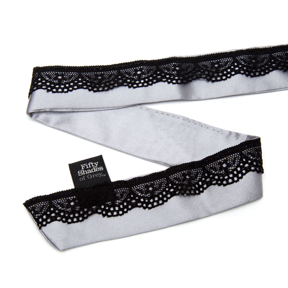 Silver and black lace blindfold.