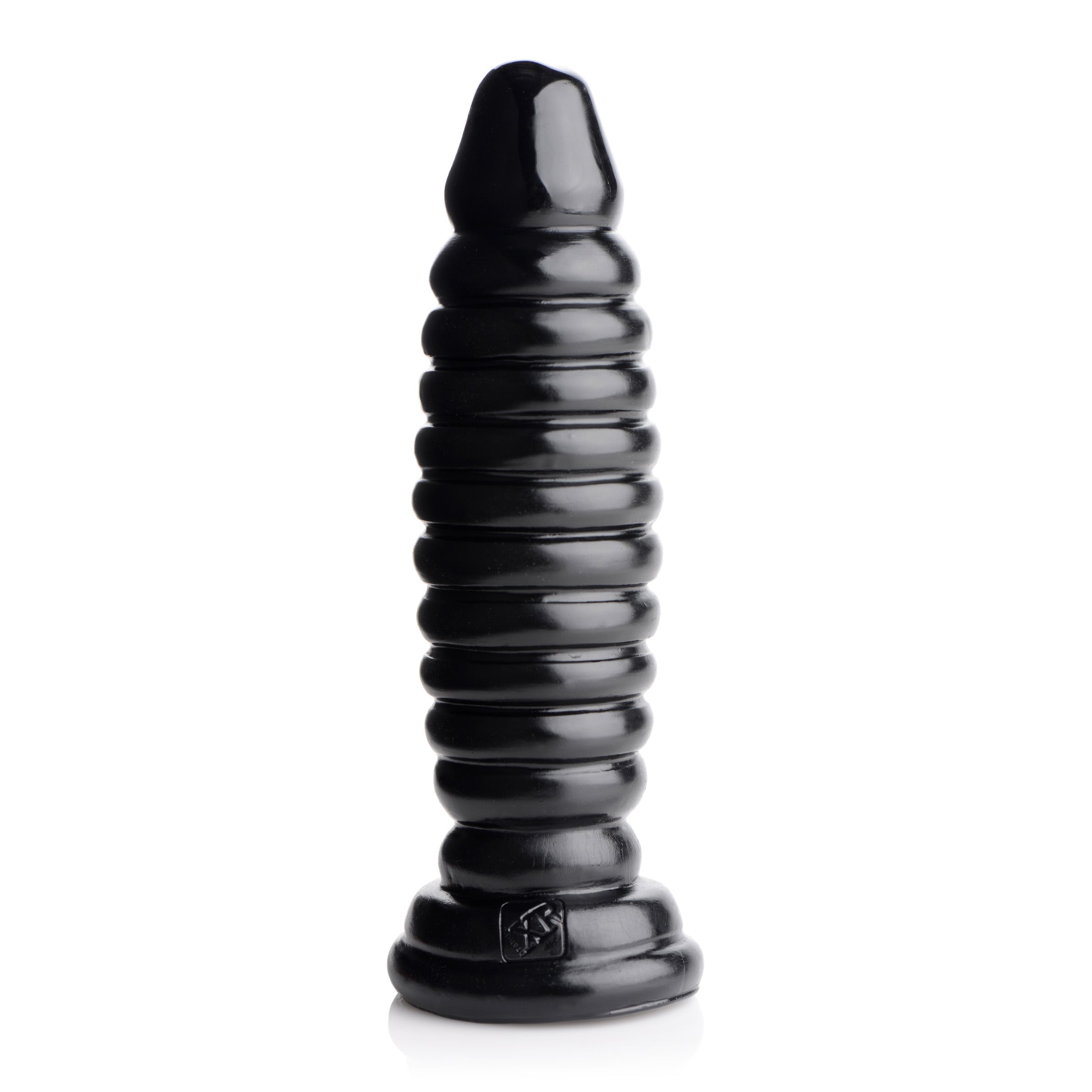 Obsession 11 Anal Plug featuring glossy finish and 11 ribbed rings for enhanced pleasure.