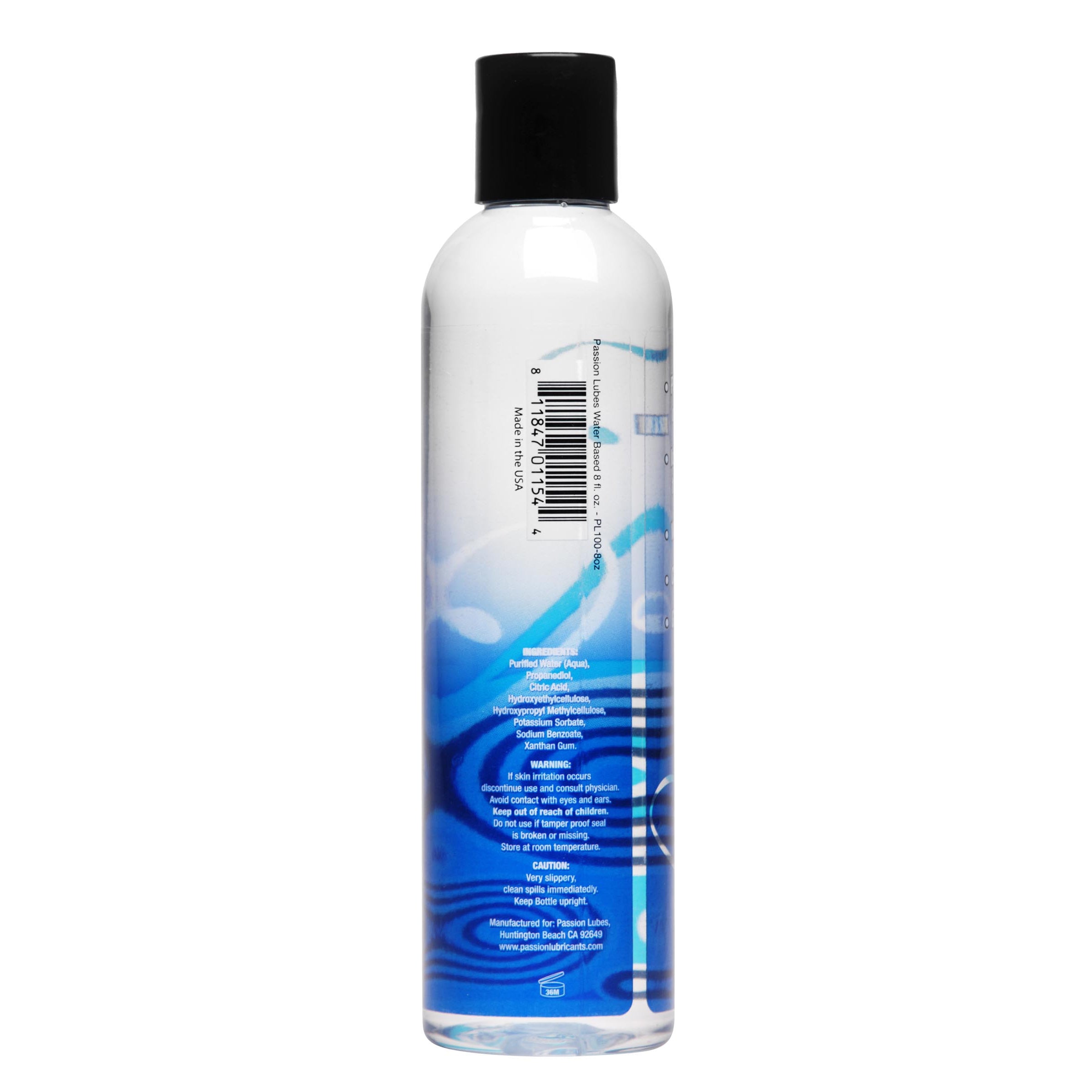 Passion Natural Water-Based Lubricant in a clear 8 oz bottle, designed for enhanced intimacy and pleasure.