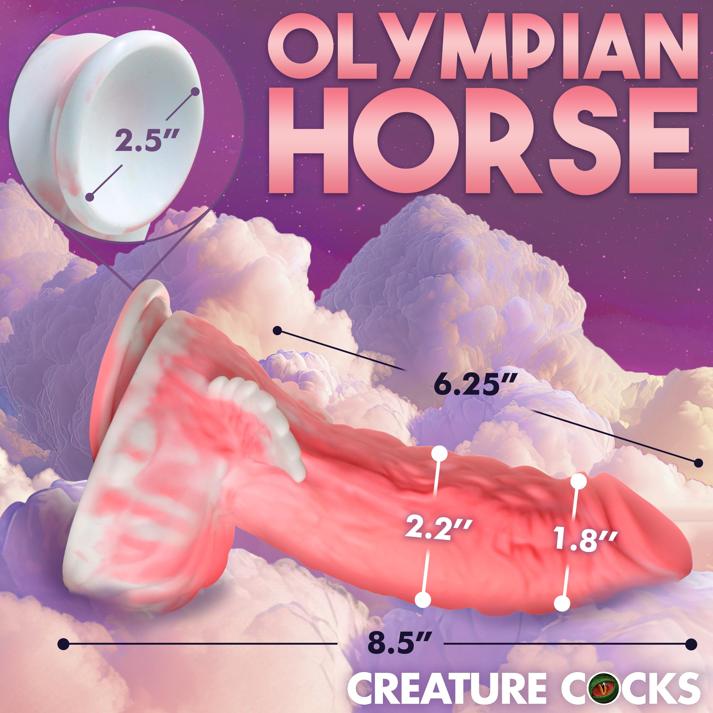 Pegasus Pecker Winged Silicone Dildo in pink and white with textured surface and winged base.