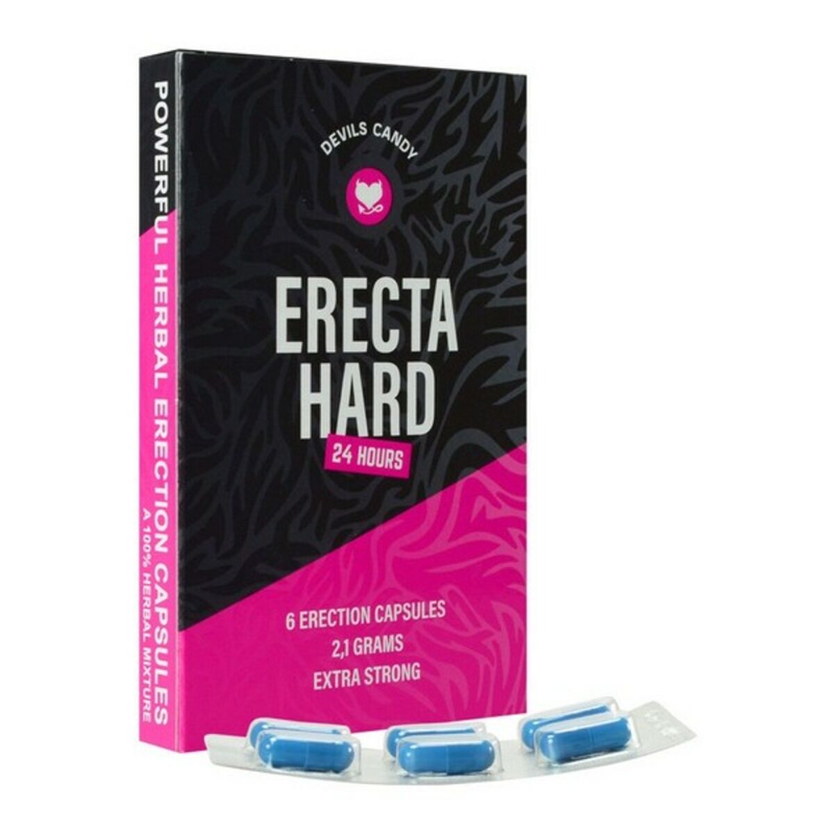 Herbal erection capsules packaging.