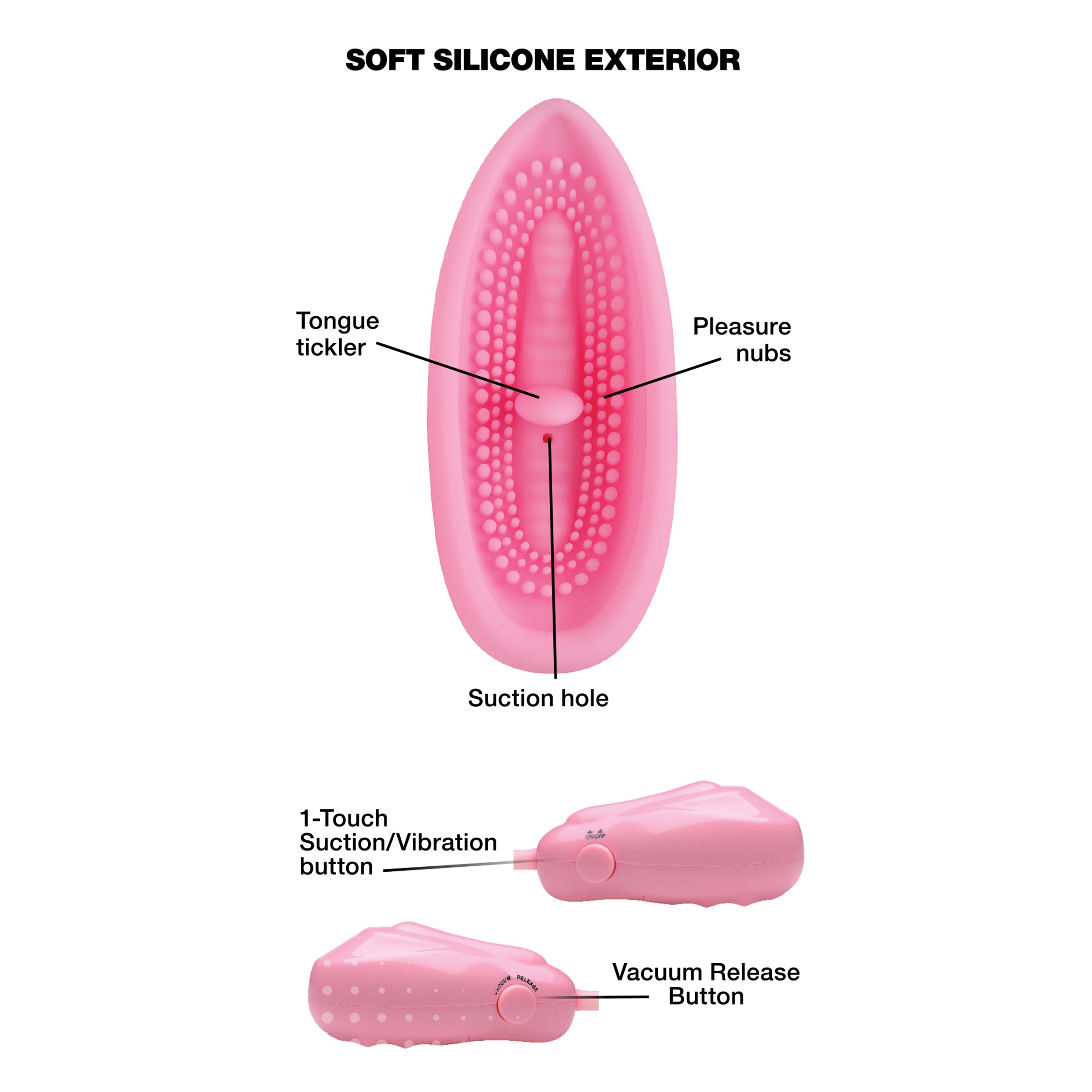 Pink Pleasure Auto Sucker with silicone cup and automatic pump for enhanced intimate pleasure.