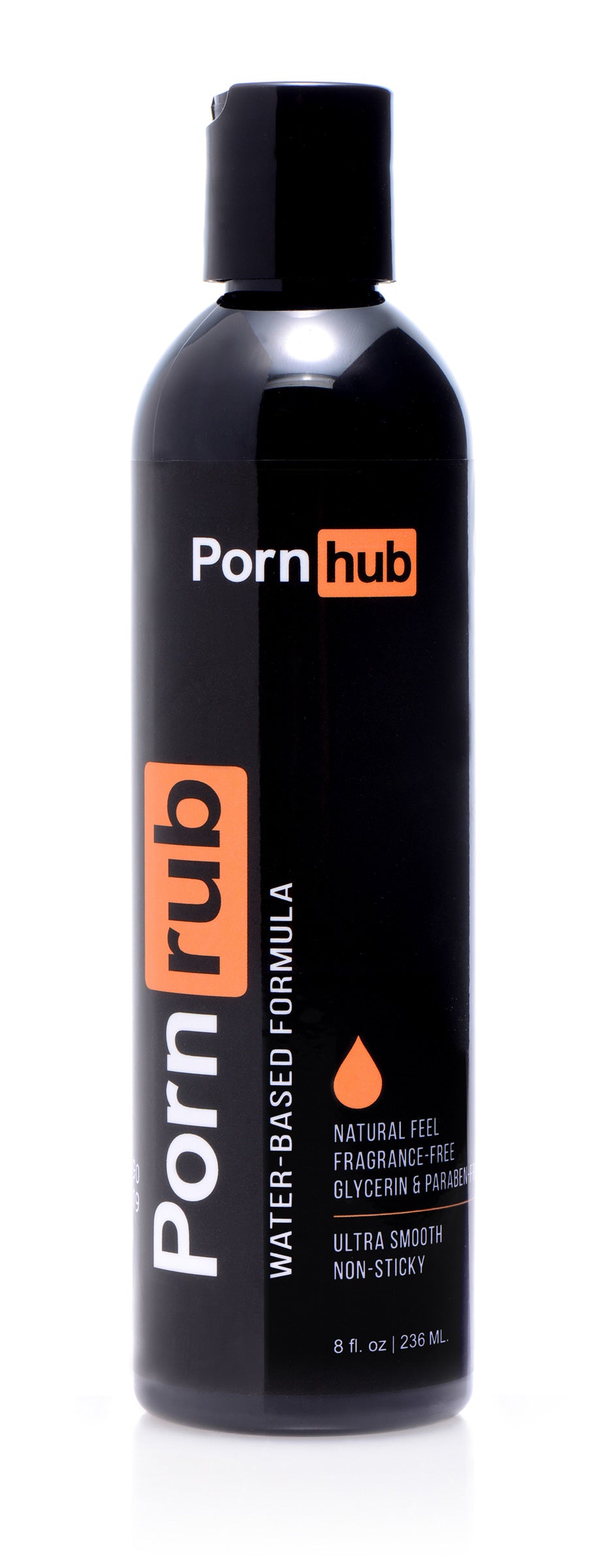 Pornhub Pornrub 8oz water-based lubricant bottle with a sleek design, perfect for enhancing intimate experiences.