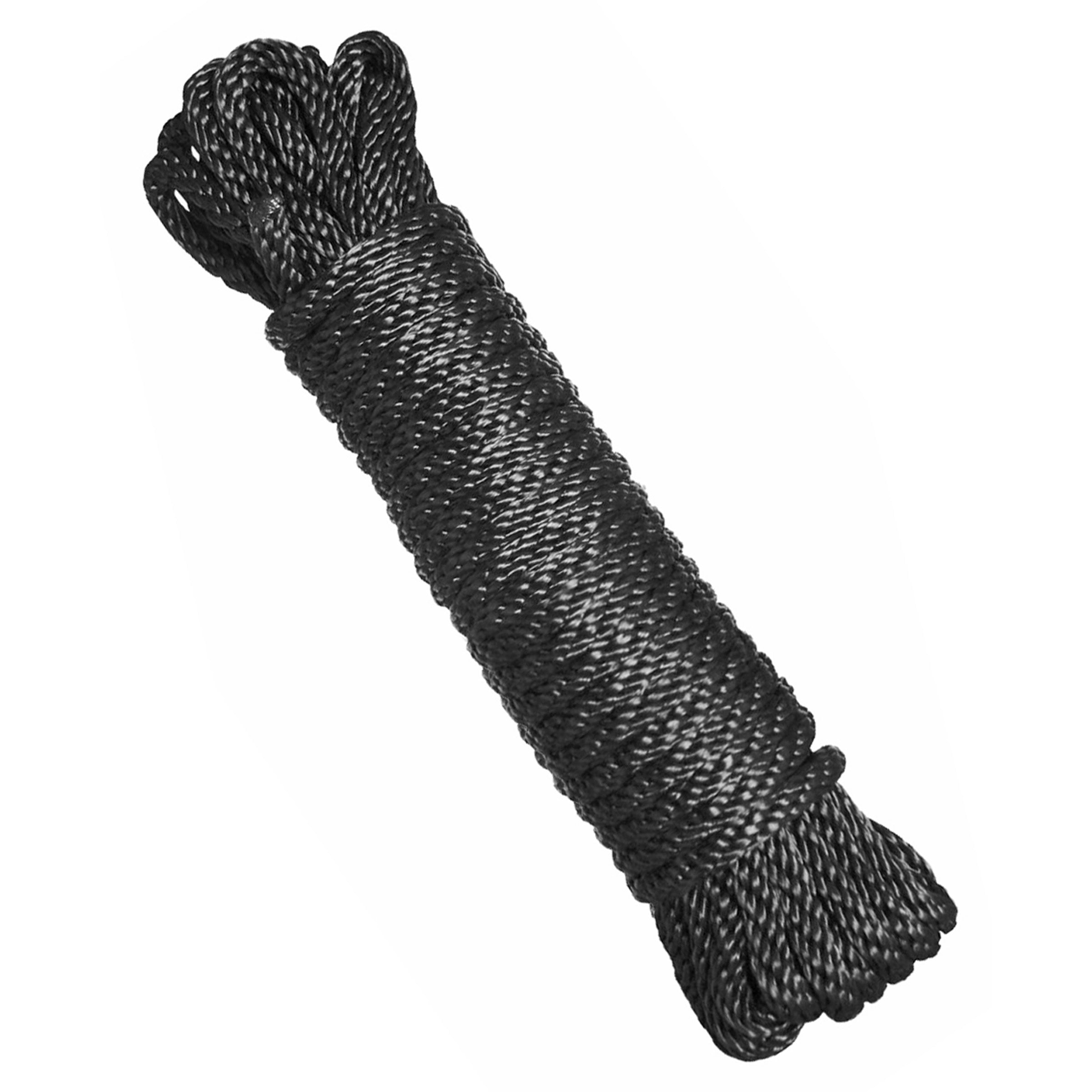 Premium Black Nylon Bondage Rope, 300 inches long, soft and durable for comfortable bondage play.