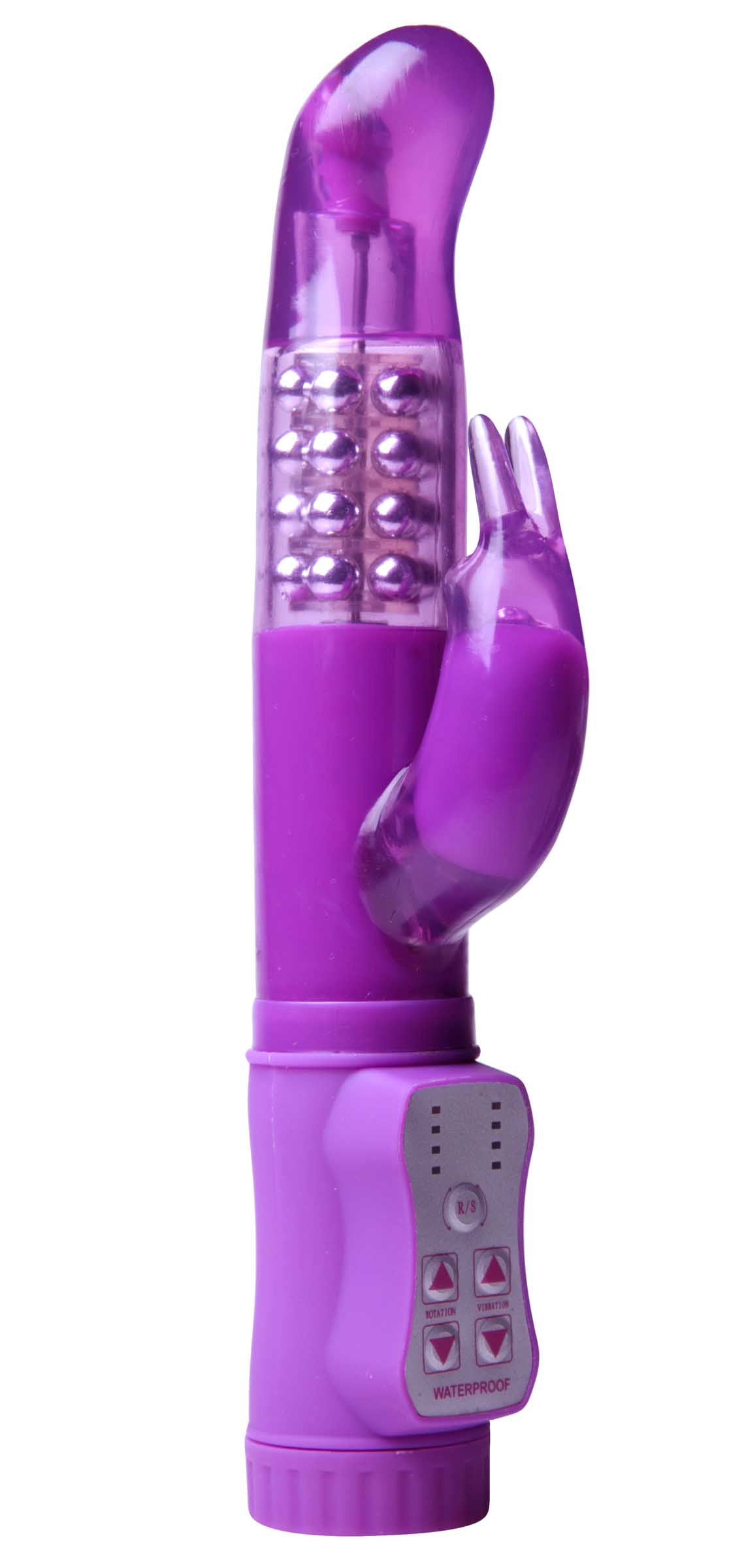 Purple Compact G-Spot Rabbit Vibe with curved shaft and internal beads for stimulation.