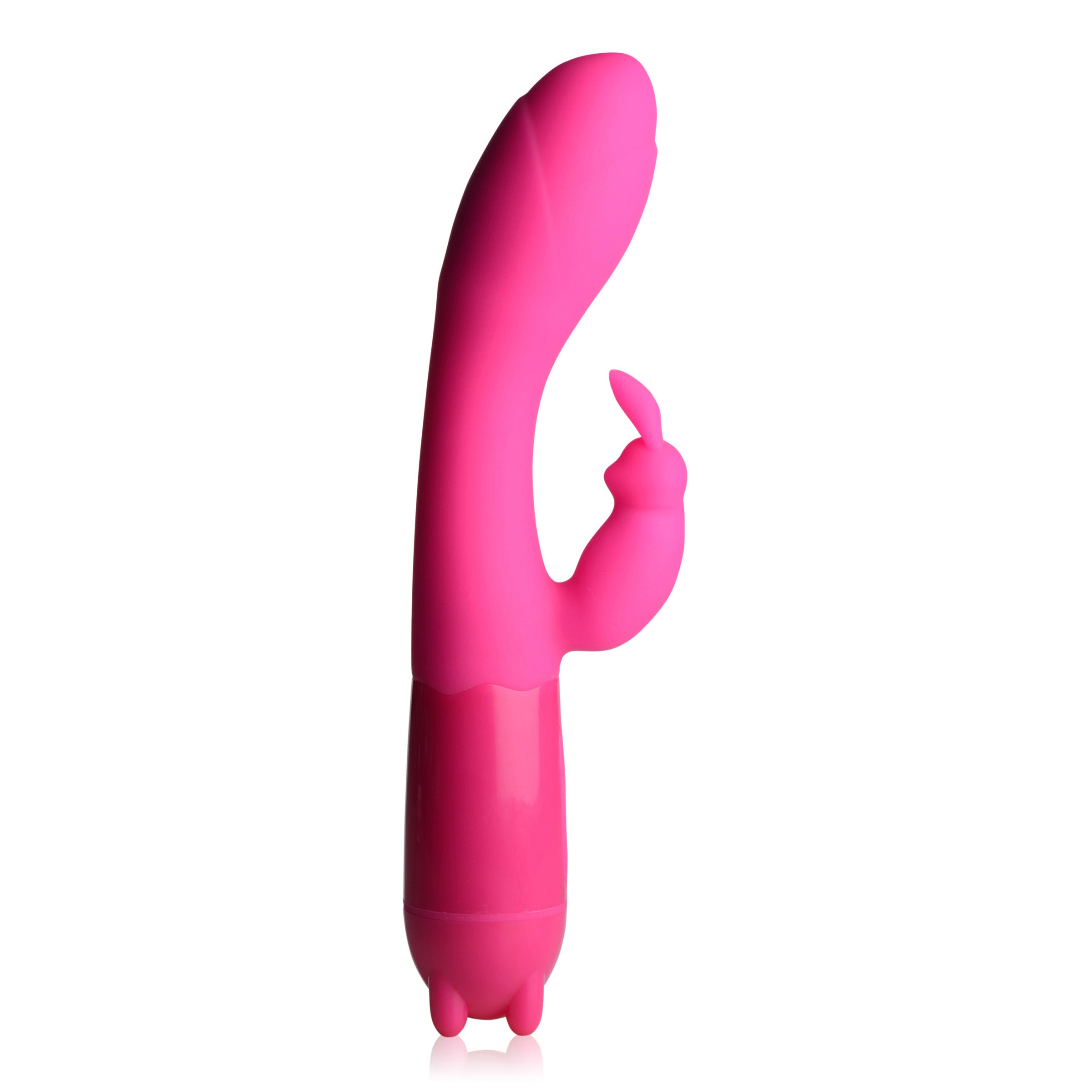 Rebel Rabbit 21X Silicone Vibrator in pink, featuring a cute bunny shape and flexible neck for comfortable use.