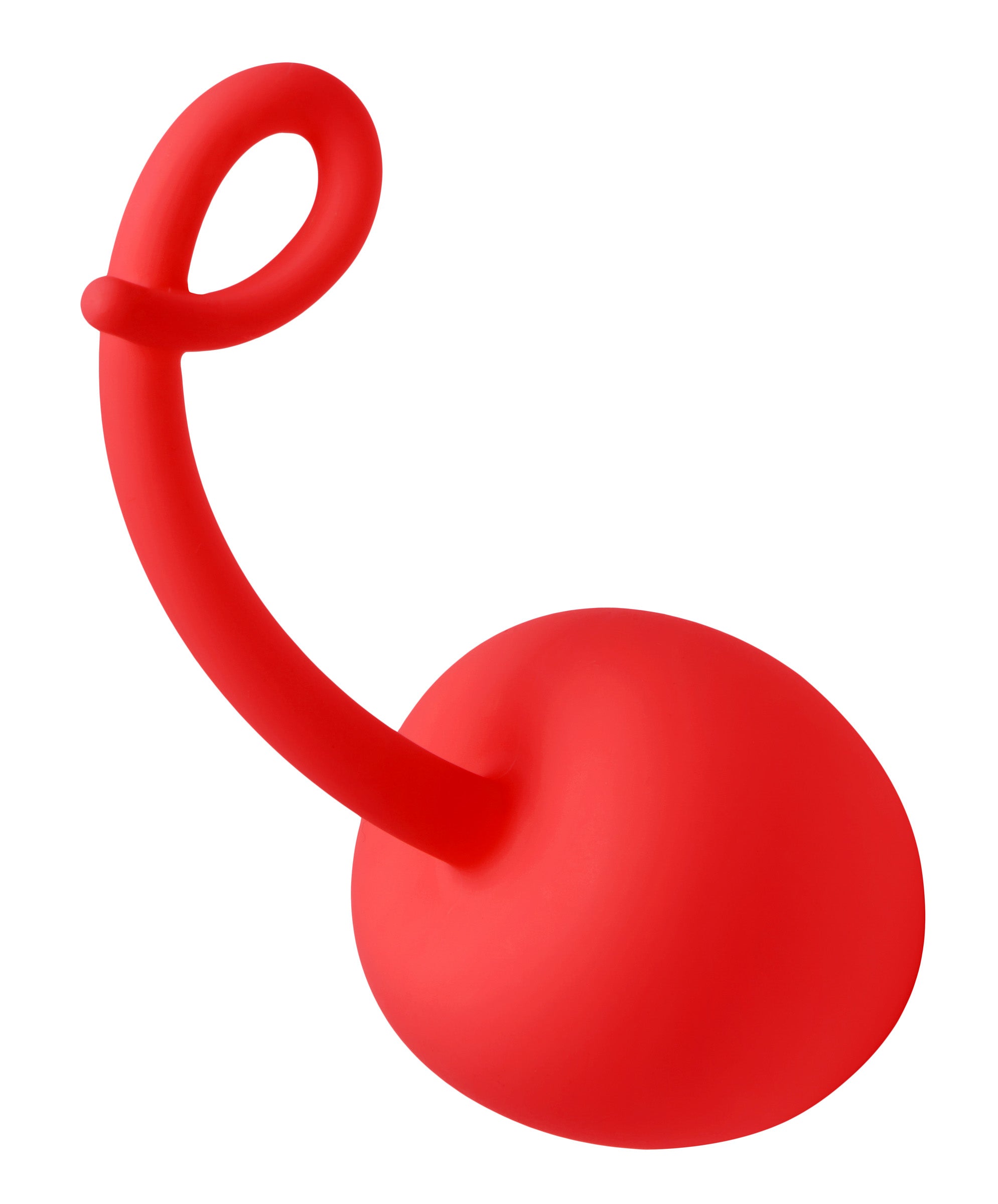 Red Apple Silicone Kegel Exerciser with a smooth surface and looped retrieval cord, designed for pelvic floor strengthening and pleasure.