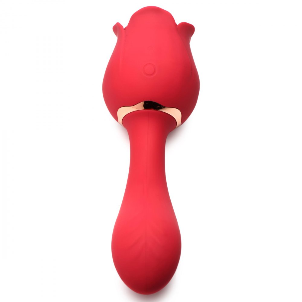 Regal Rose Licking Rose Vibrator featuring a licking tongue and G-spot stimulating shaft, designed in a beautiful rose shape.