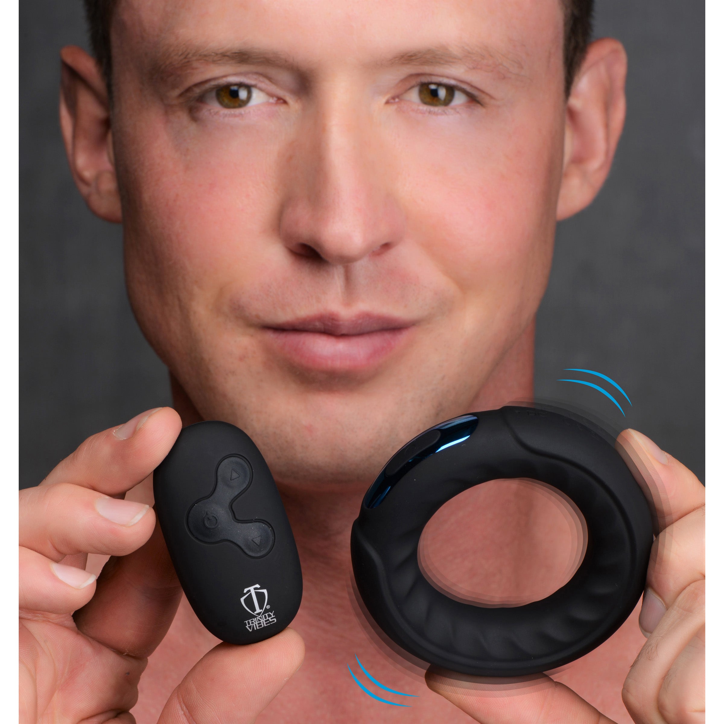 Remote Control 7X Silicone Cock Ring in black, featuring a smooth silicone exterior and a remote control for adjustable vibrations.