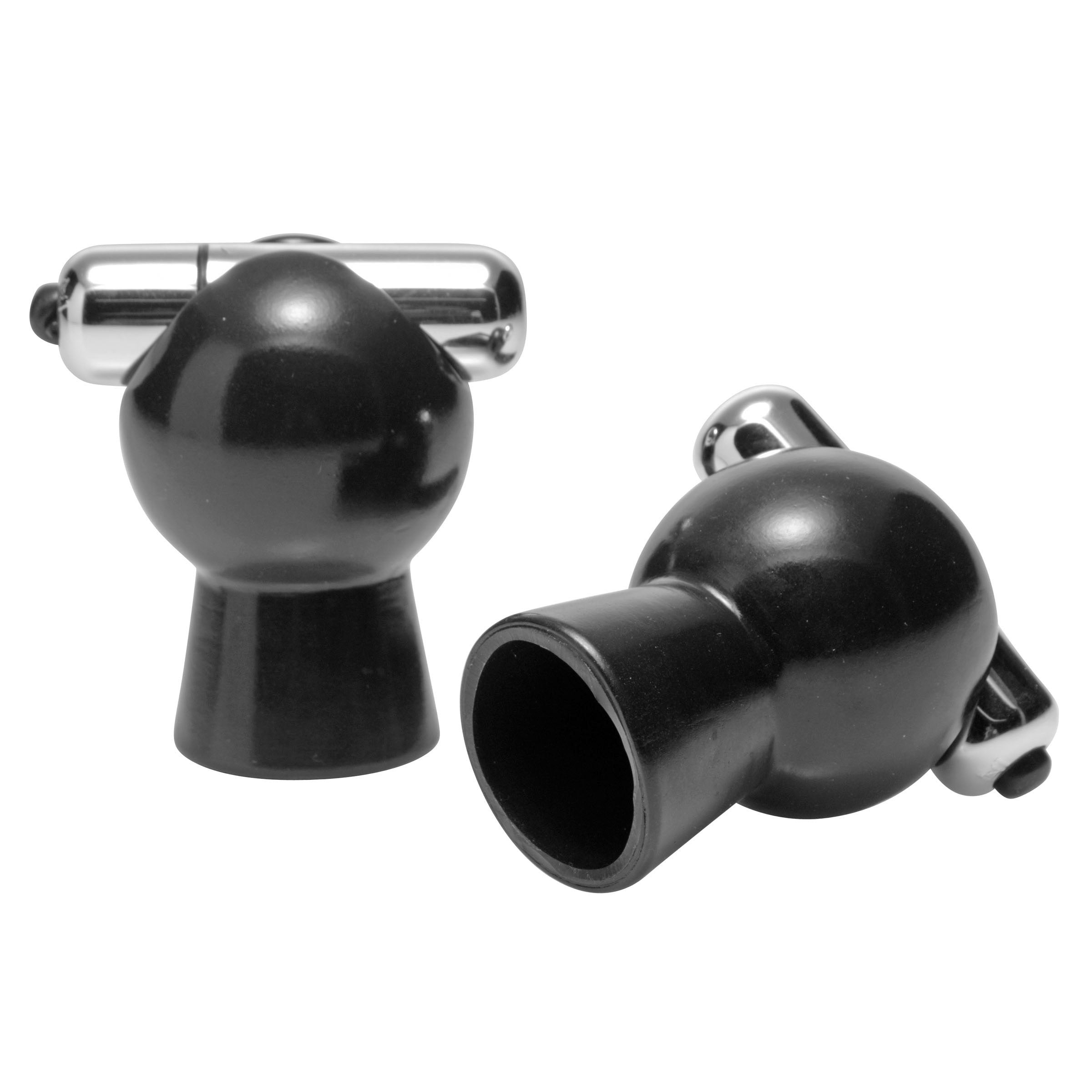 Reverb Vibrating Nipple Suckers in black, featuring powerful vibrating bullets and a squeezable design for enhanced pleasure.