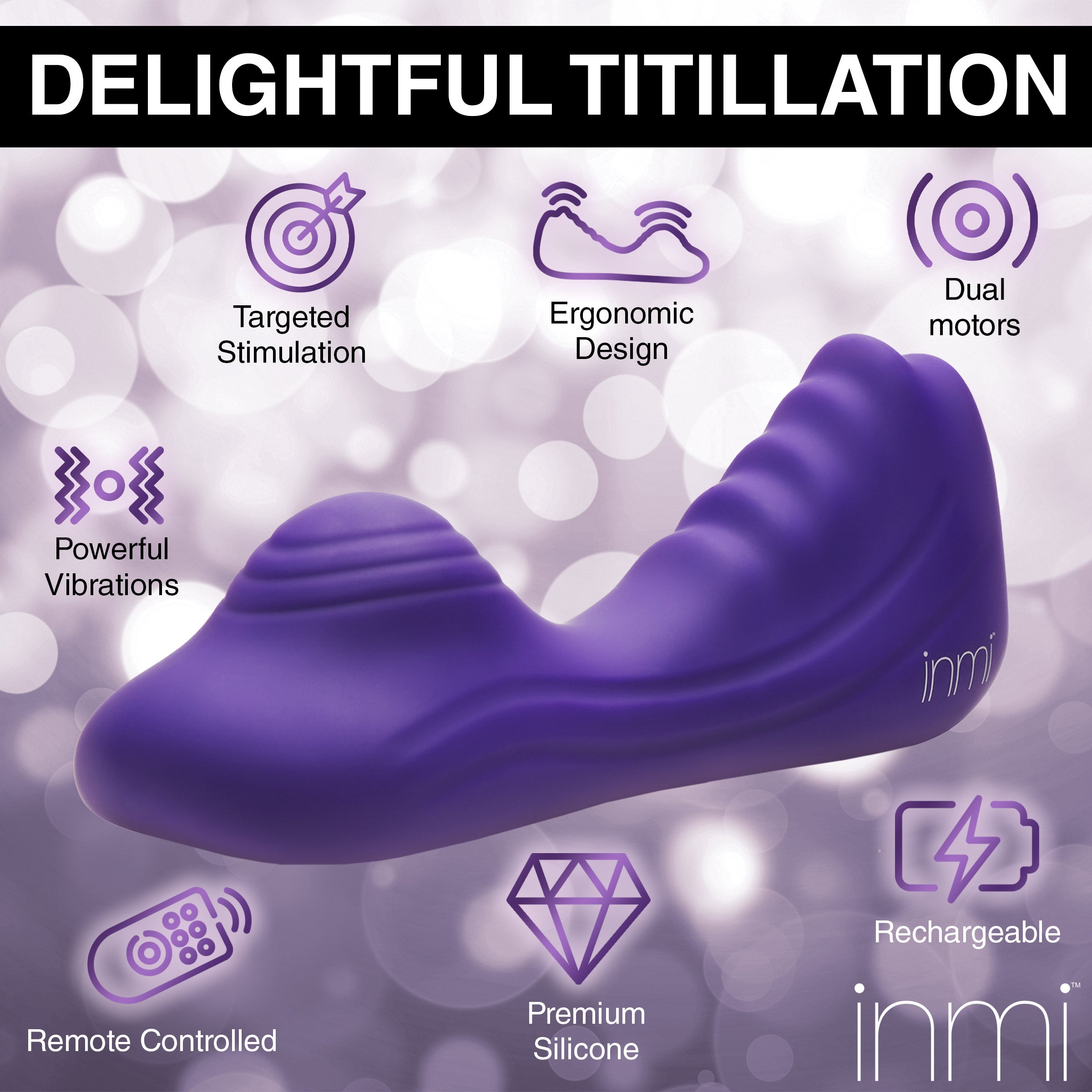 Ride N' Grind 10X Vibrating Silicone Grinder in purple, showcasing its textured surface and ergonomic design for enhanced pleasure.