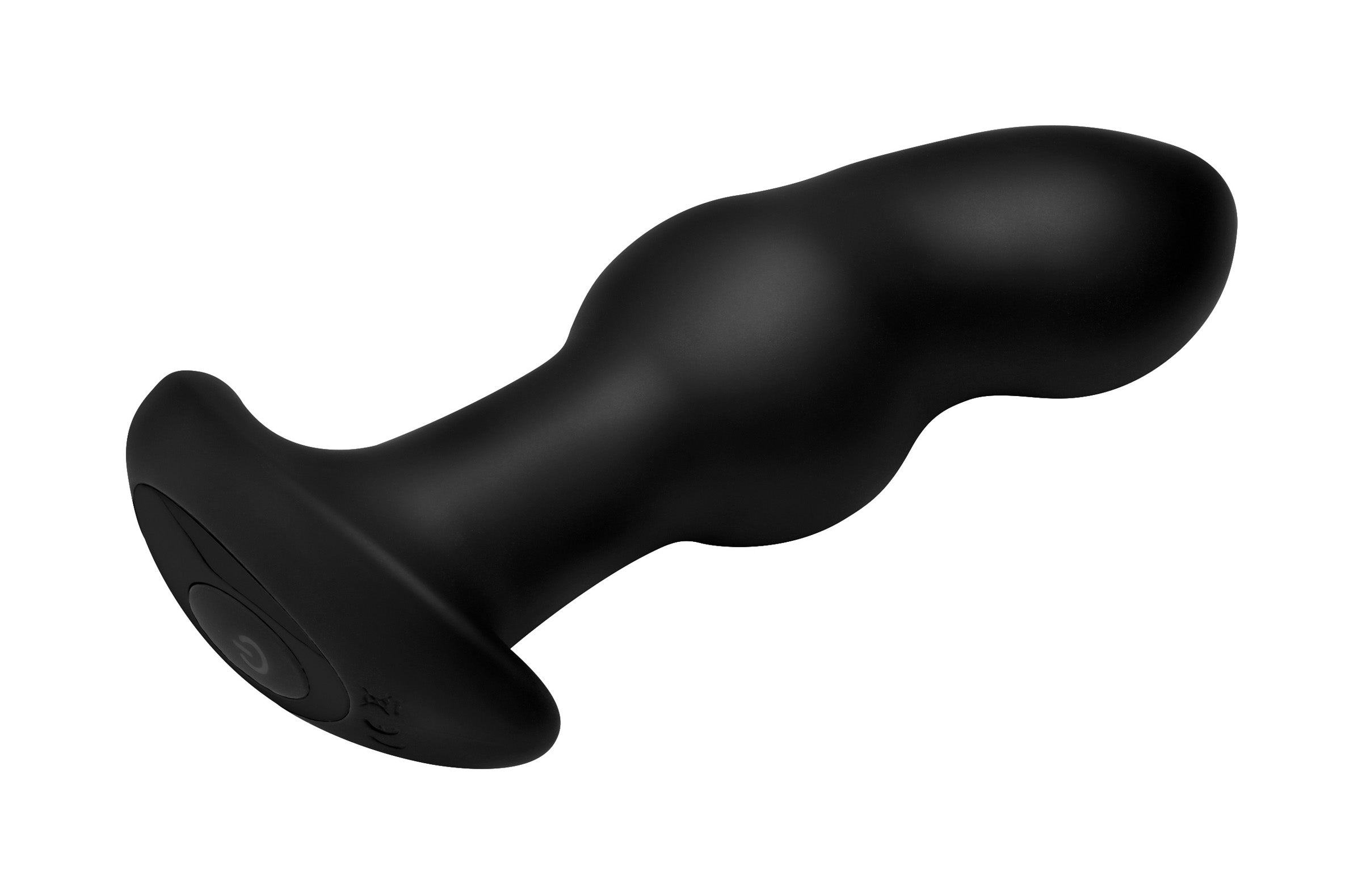 Rimmers Gyro I Beaded Rimming Plug with Remote, showcasing its sleek black silicone design and remote control.