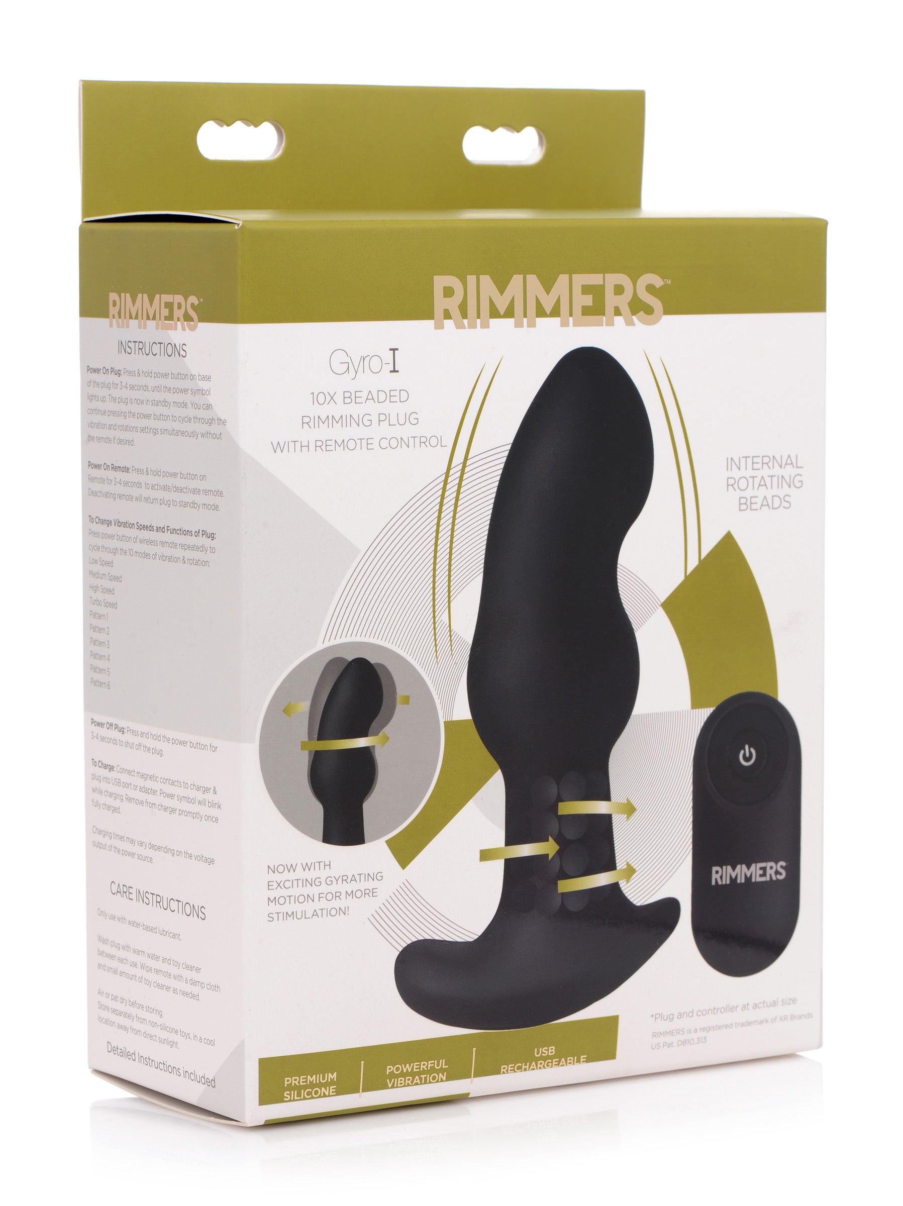 Rimmers Gyro I Beaded Rimming Plug with Remote, showcasing its sleek black silicone design and remote control.