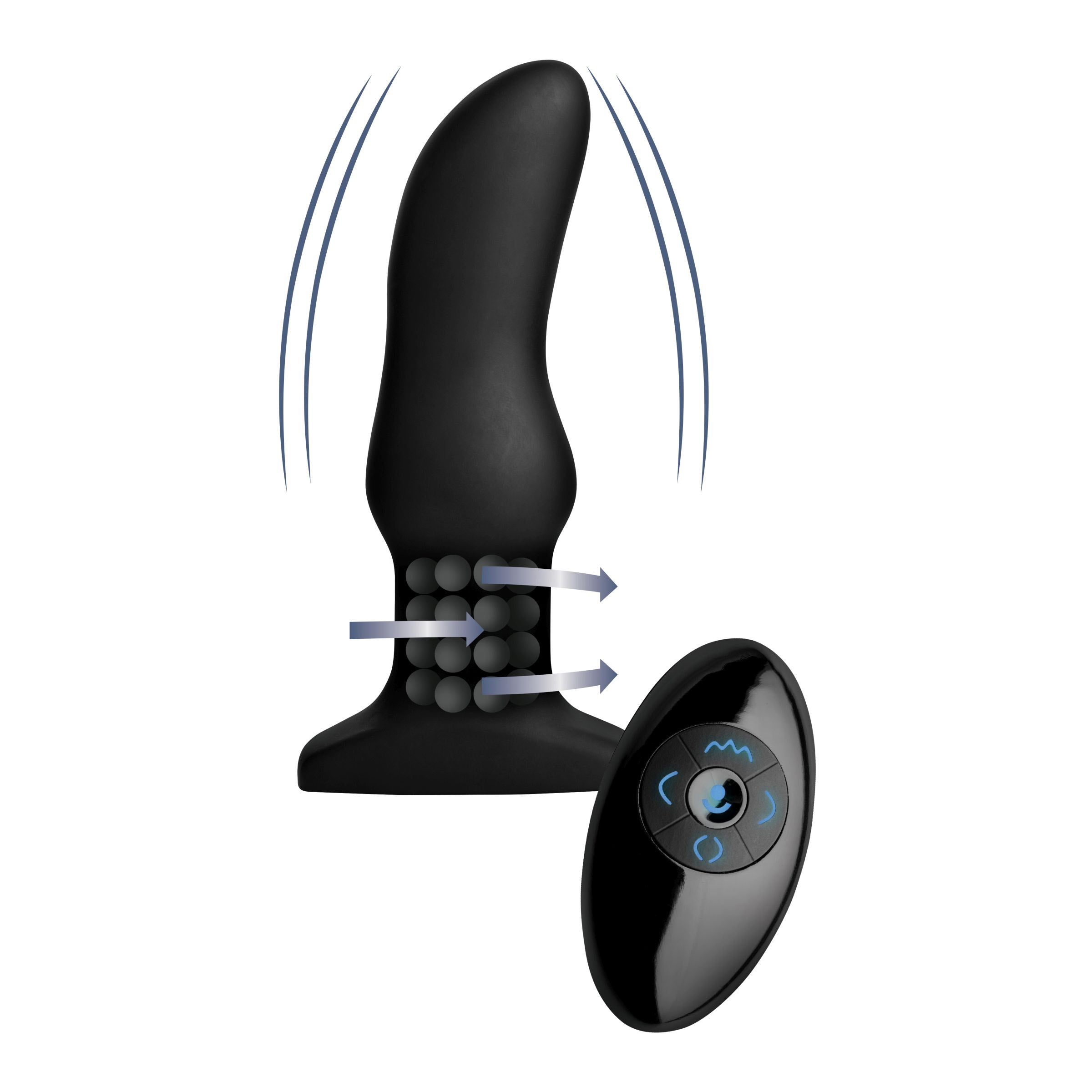 Rimmers Model M Curved Rimming Plug with Remote, featuring a sleek black design and ergonomic shape for targeted stimulation.