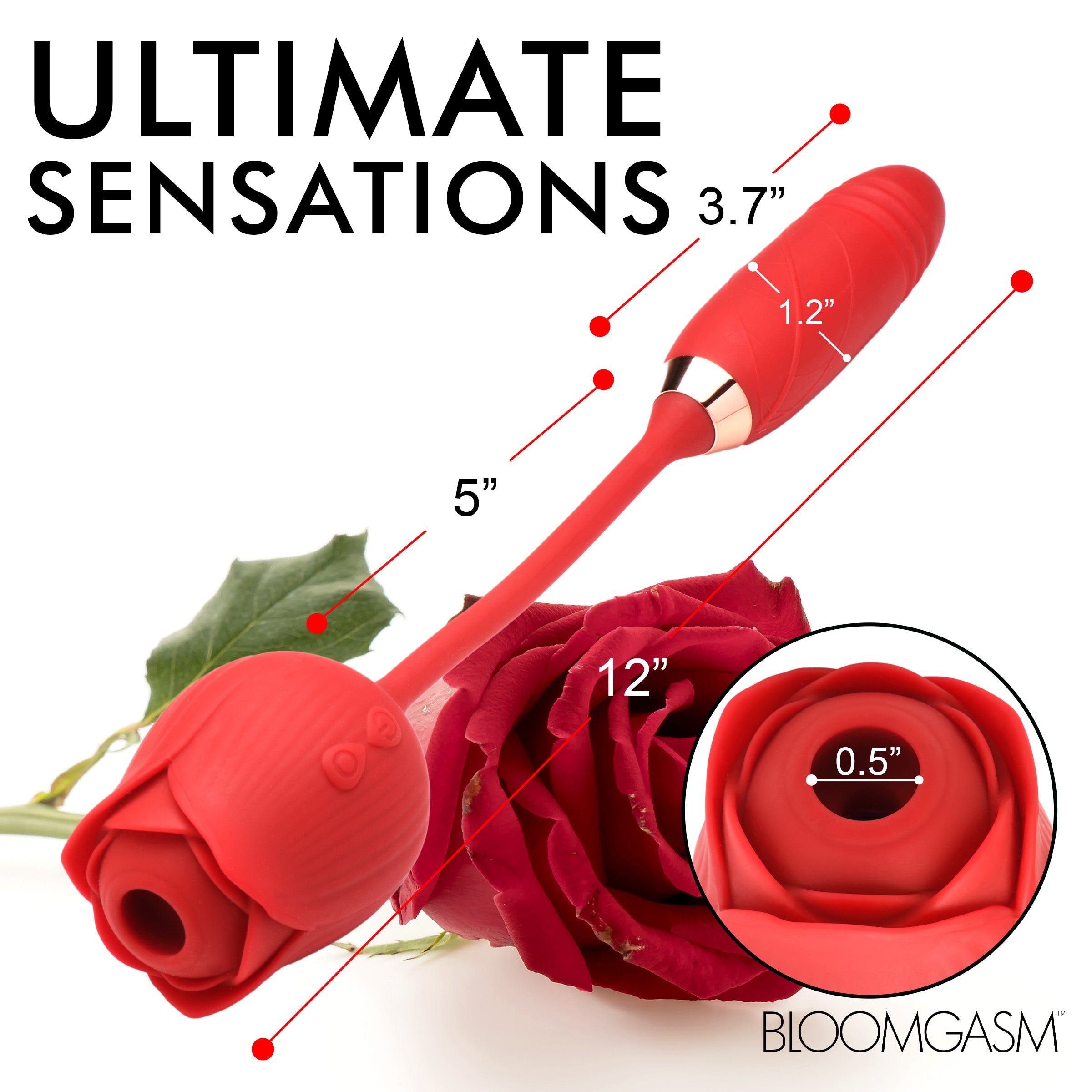 Romping Rose 10X Suction Rose & Thrusting Vibrator in vibrant red, showcasing its elegant rose design and dual-action features.