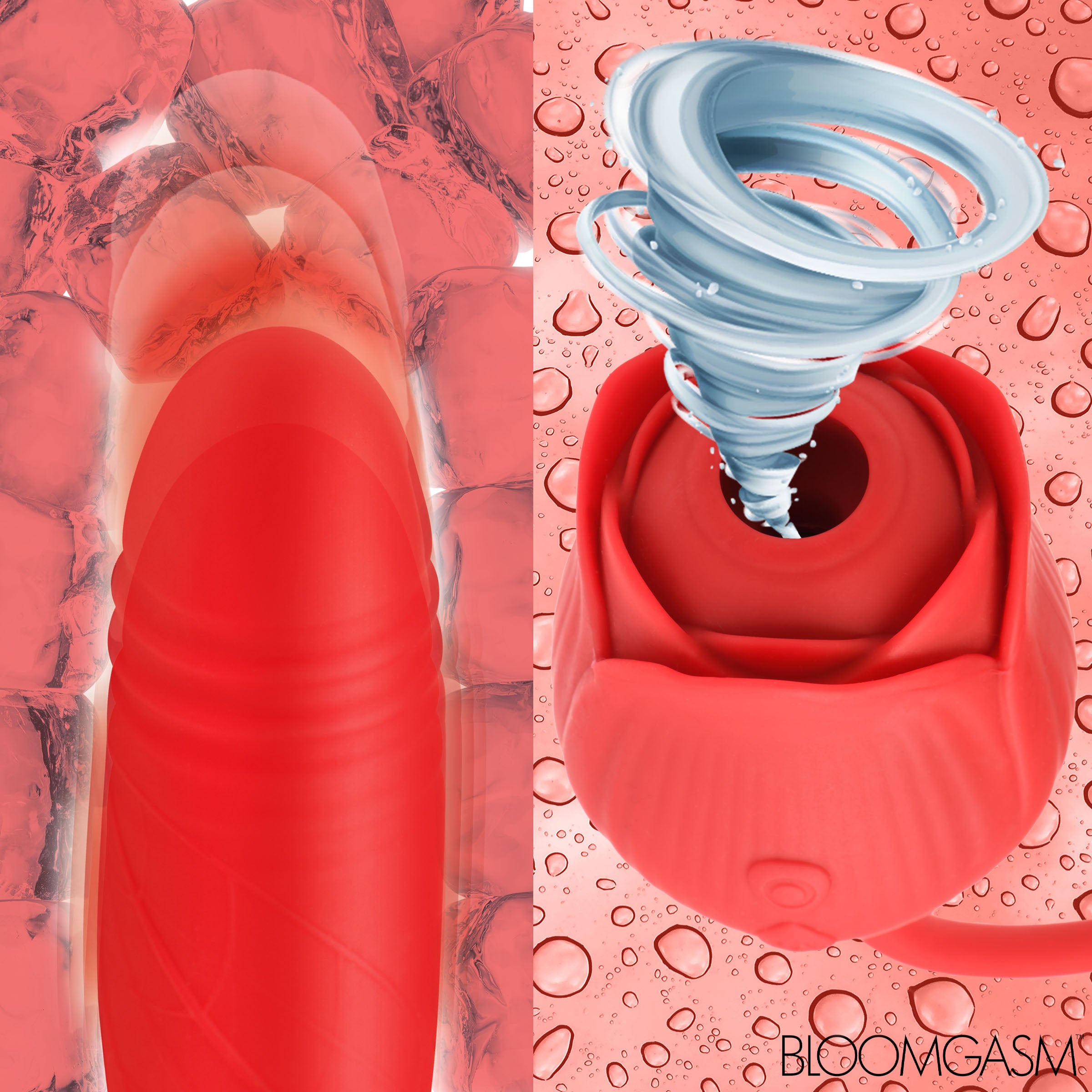 Romping Rose 10X Suction Rose & Thrusting Vibrator in vibrant red, showcasing its elegant rose design and dual-action features.