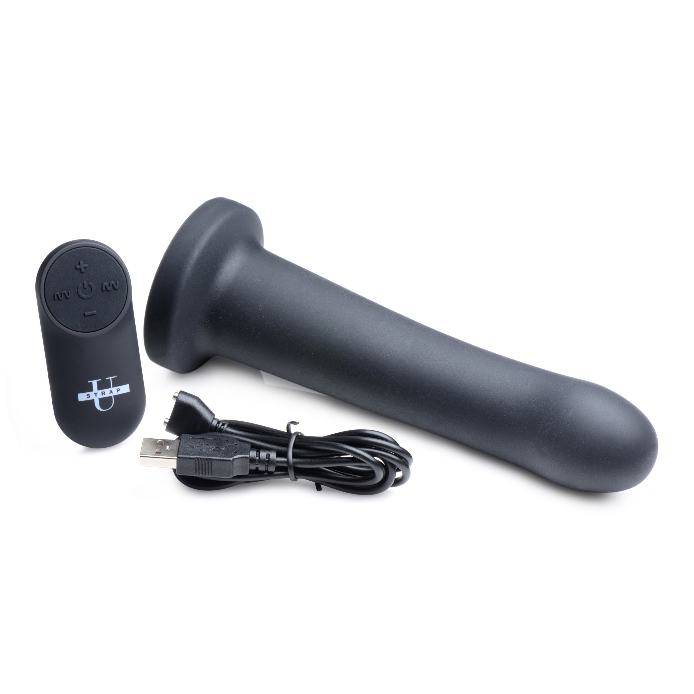 Secret G 21X Silicone Dildo with Remote Control, featuring a curved tip and flared base for G-spot and P-spot stimulation.