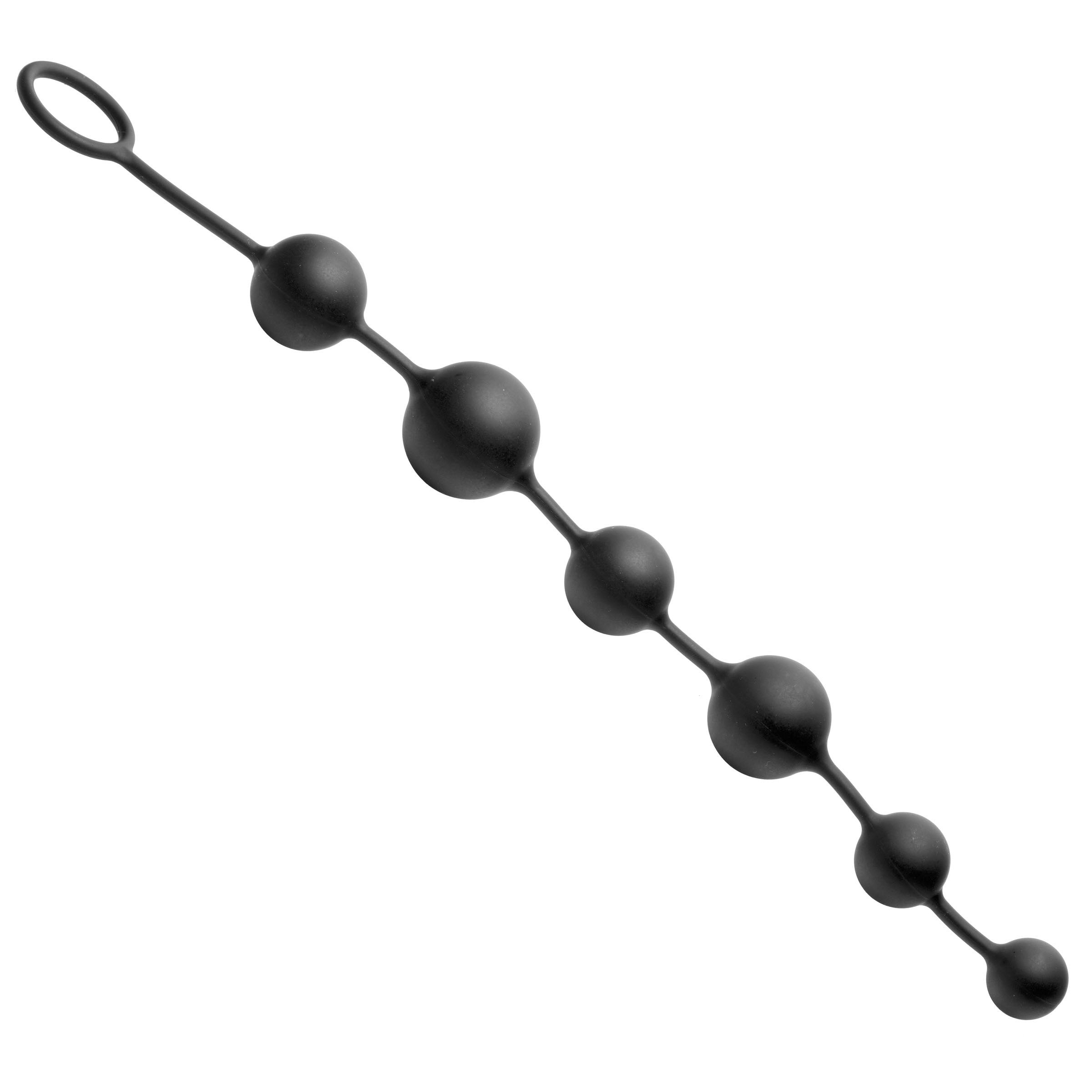 Serpent 6 Silicone Beads of Pleasure in black, featuring graduated beads for unique sensations and a finger loop for easy retrieval.