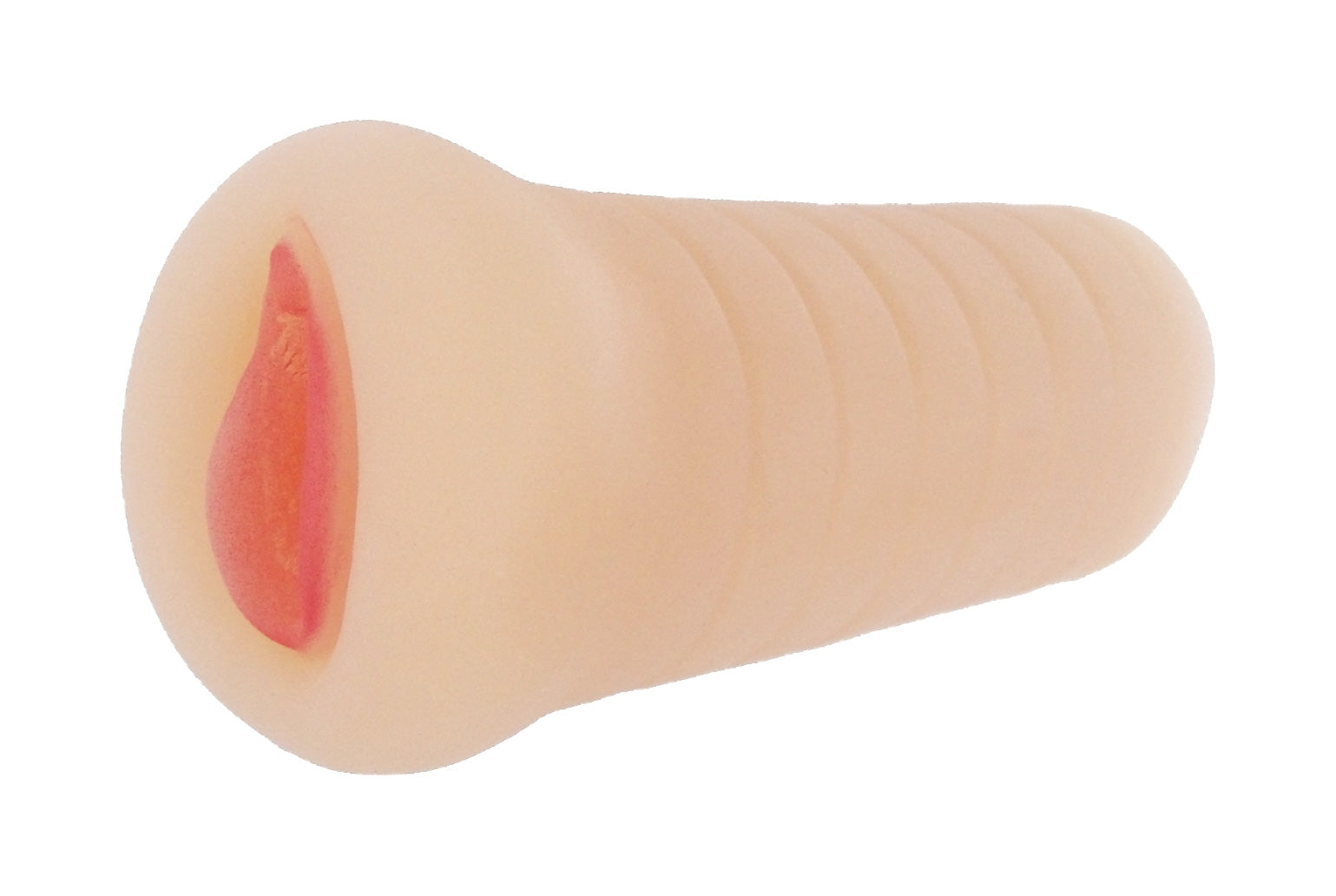 SexFlesh One Shot Pussy Stroker, a compact and realistic masturbator made from soft SexFlesh material, featuring a ribbed inner surface.