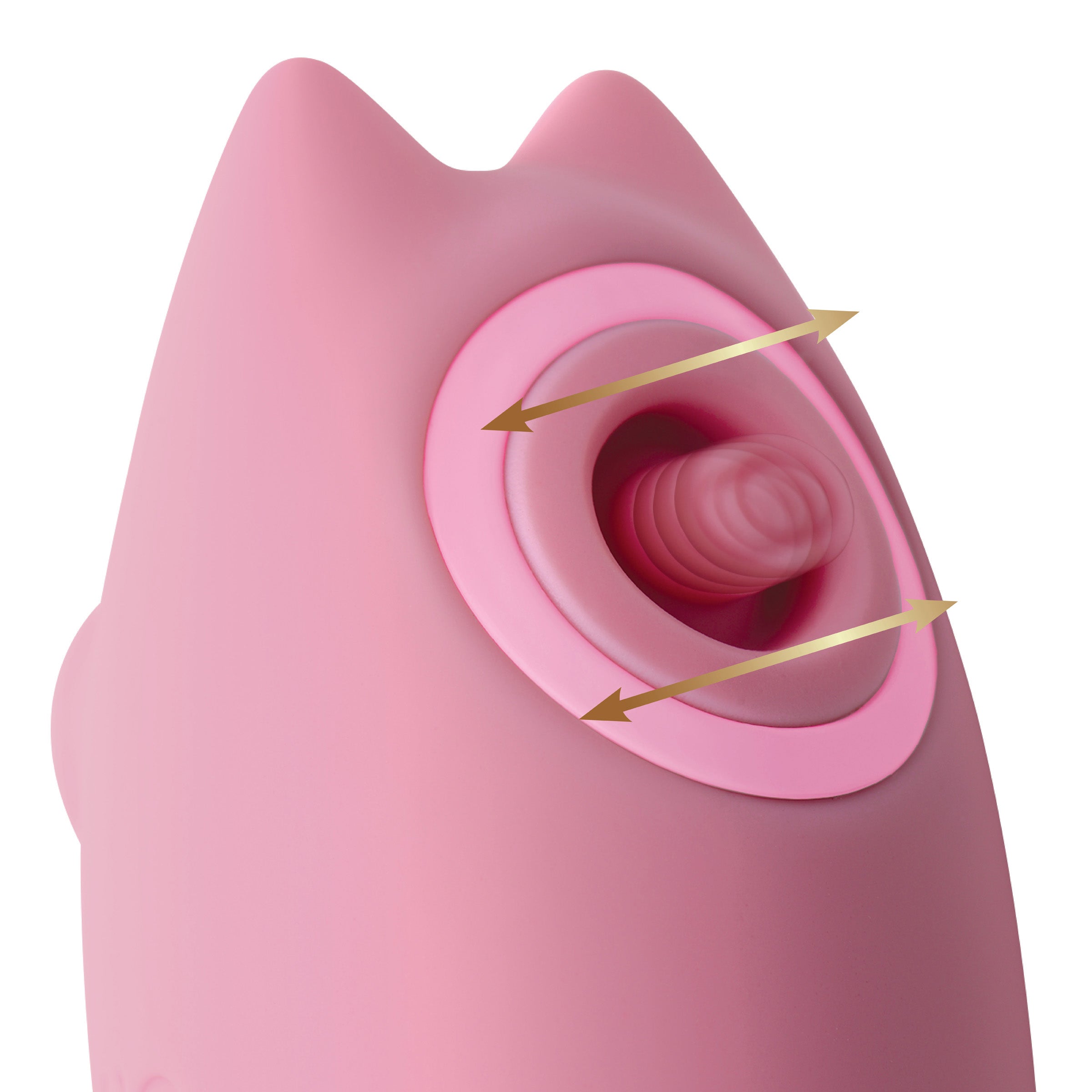 Shegasm Kitty Licker 5X 3-in-1 Clit Stimulator in pink, showcasing its sleek design and multiple stimulation features.