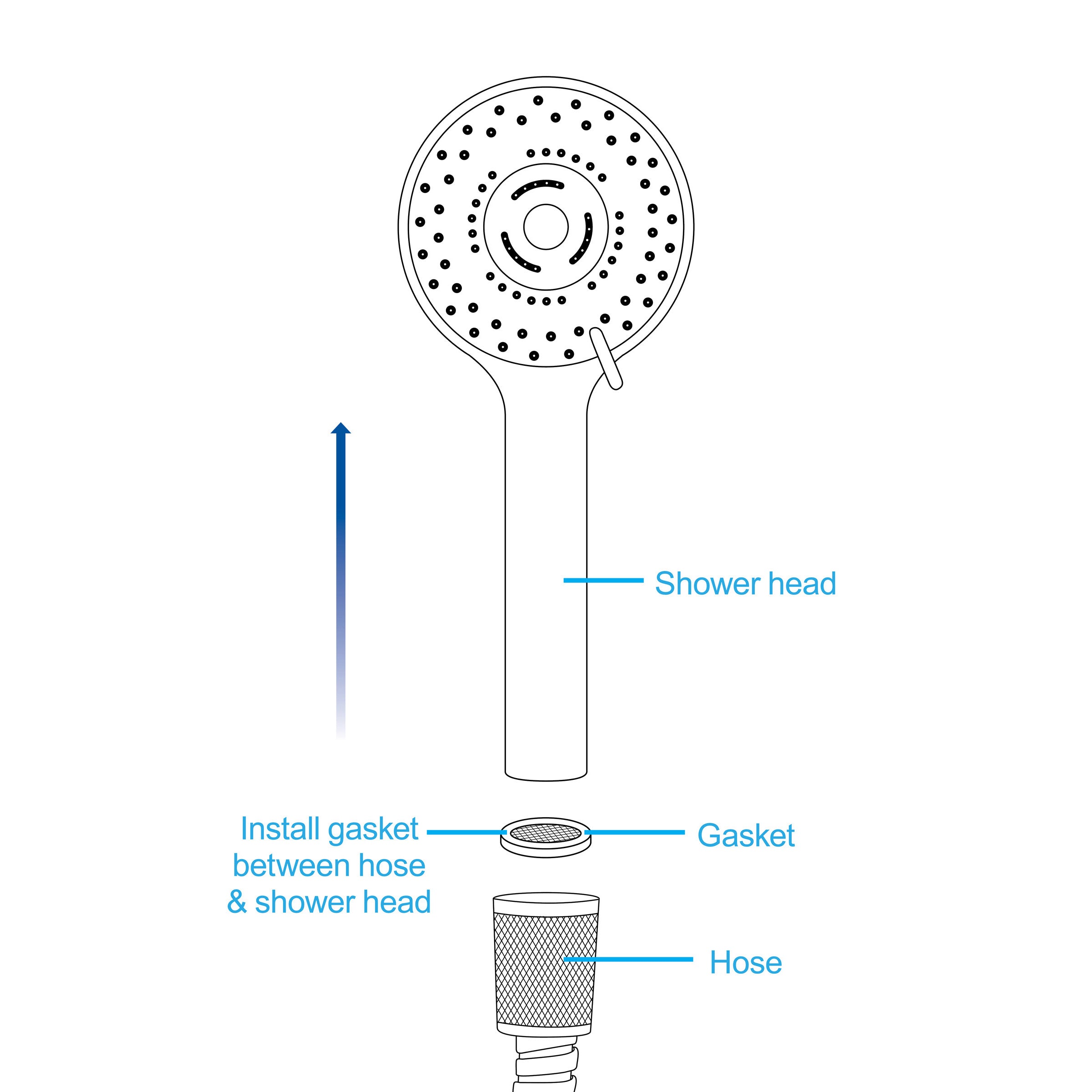 Showerhead and hose assembly instructions.