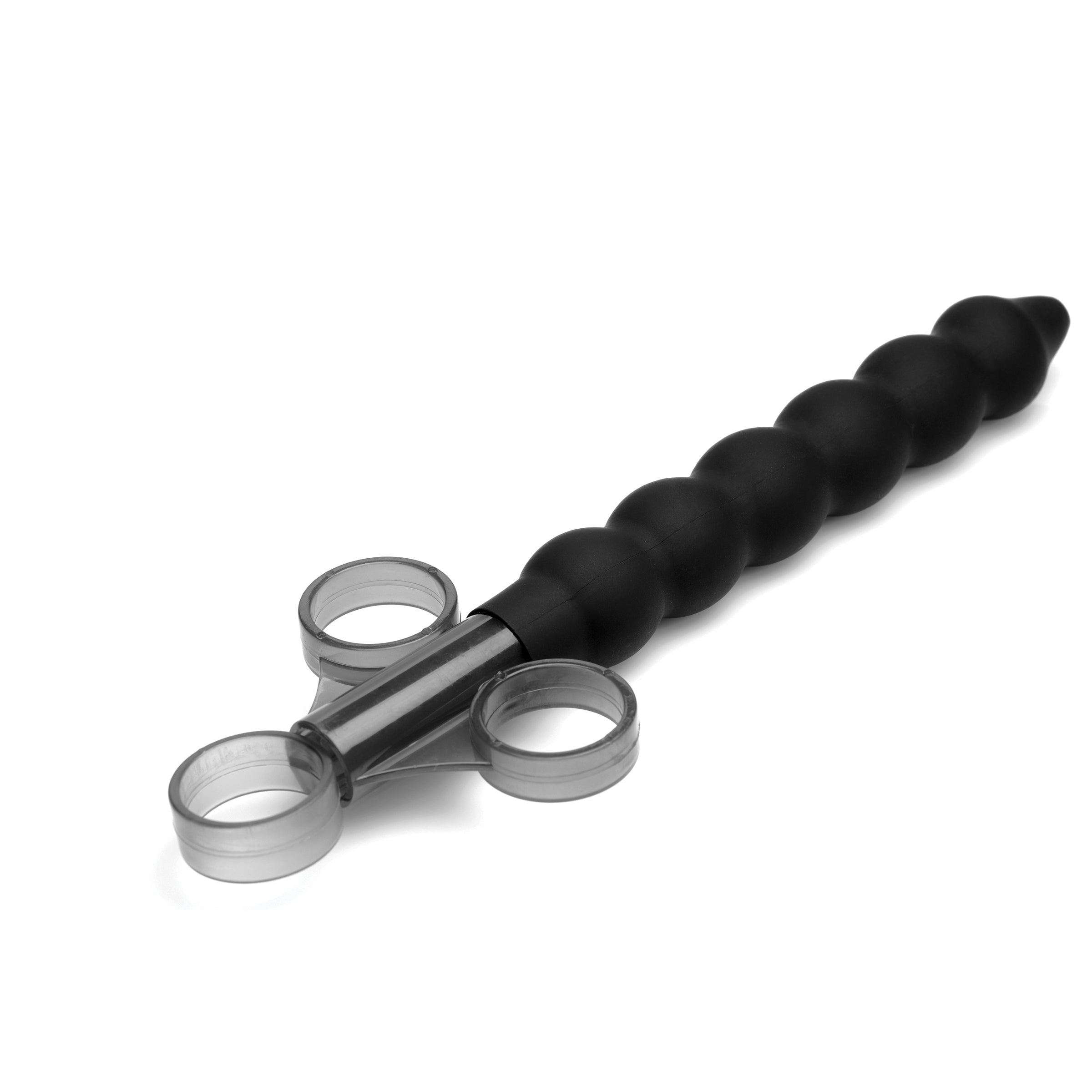 Silicone Beaded Lube Launcher in black with six bulbs for deep lubrication application.