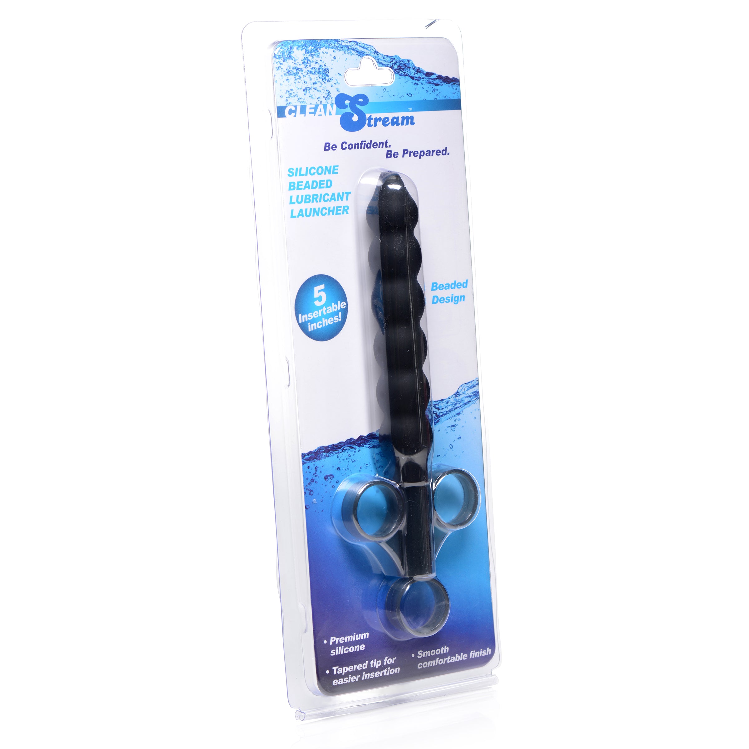 Silicone Beaded Lube Launcher in black with six bulbs for deep lubrication application.