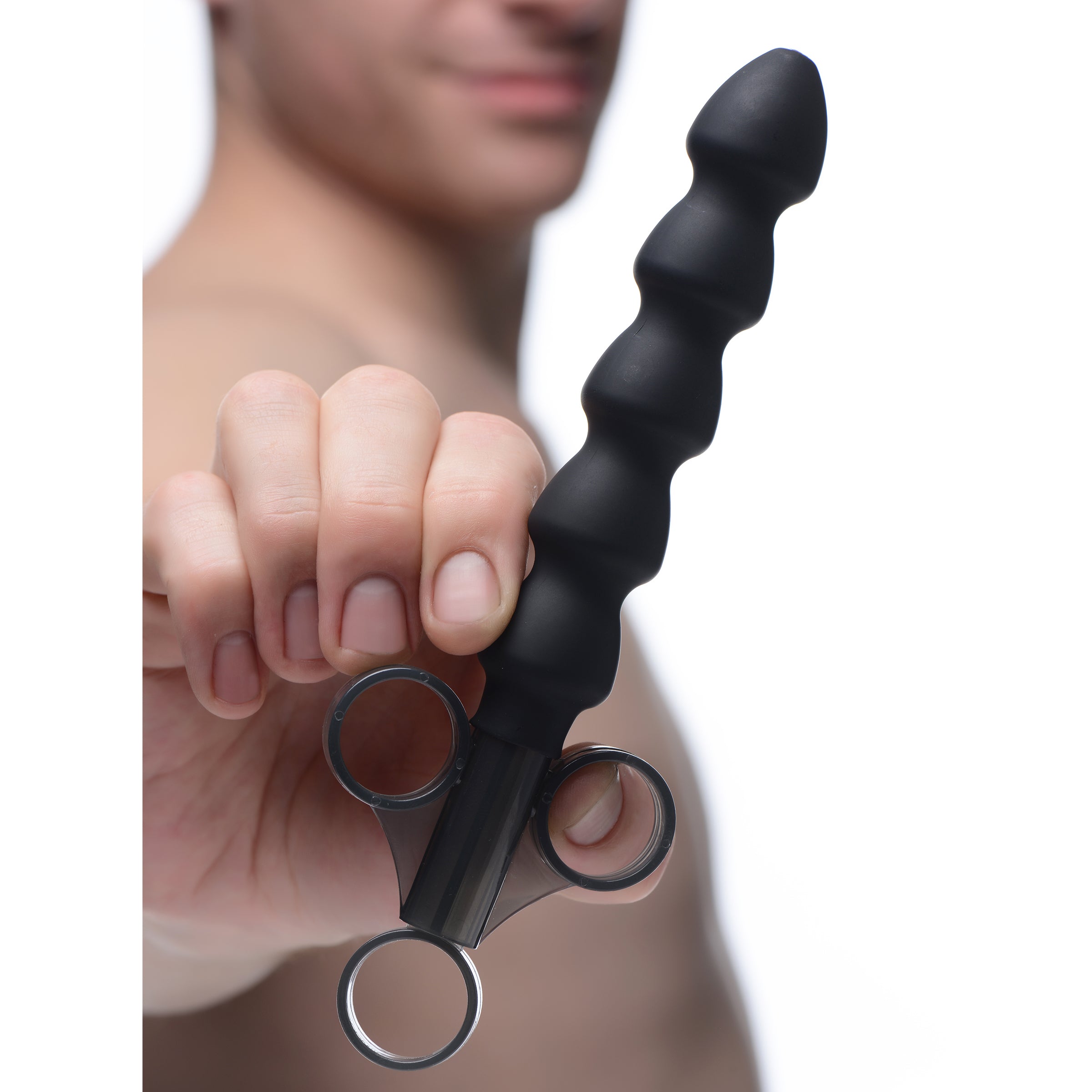 Silicone Links Lube Launcher in black with five flexible links for precise lubricant application.