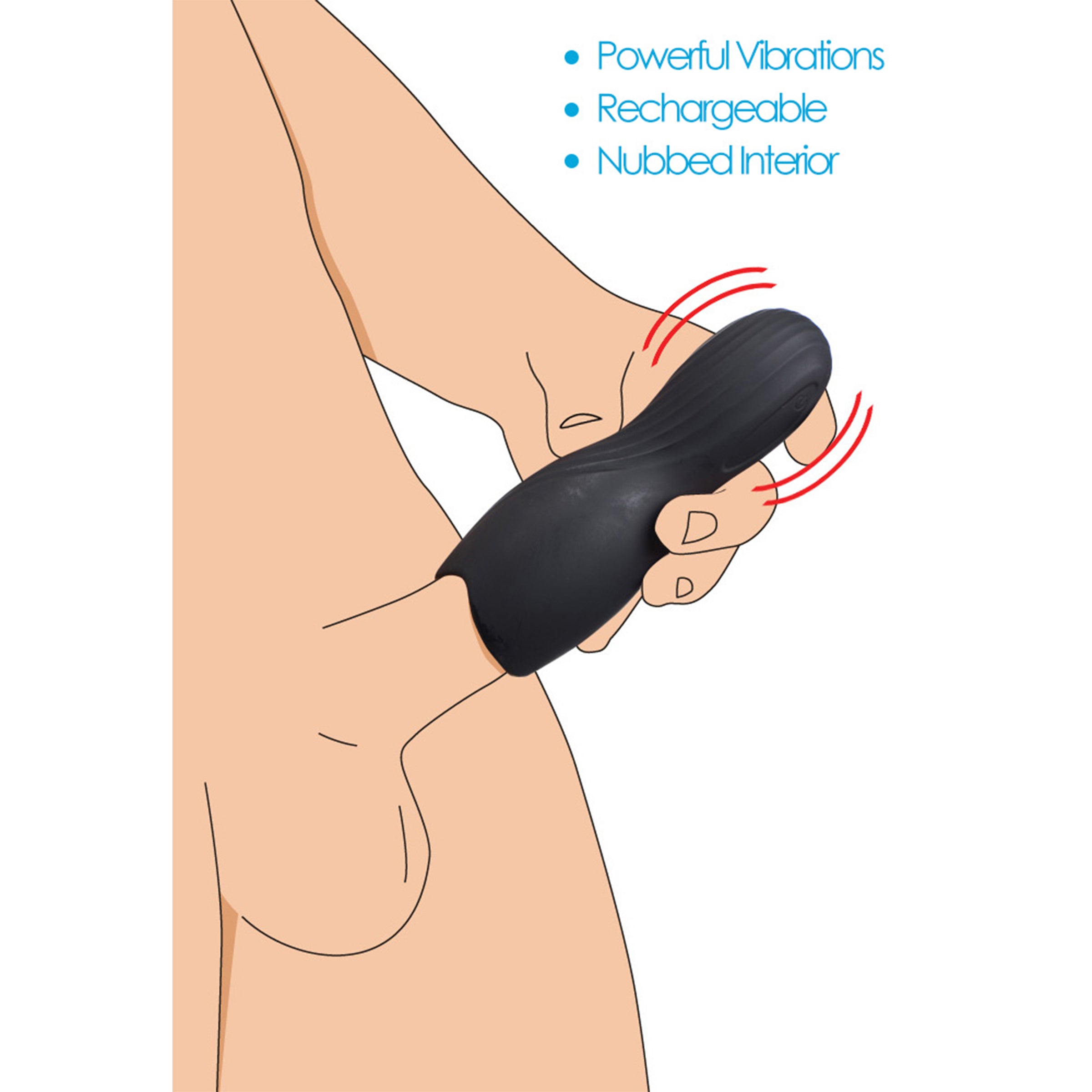 Silicone Penis Head Pleaser in black, showcasing its stretchy sleeve and textured surface for enhanced stimulation.