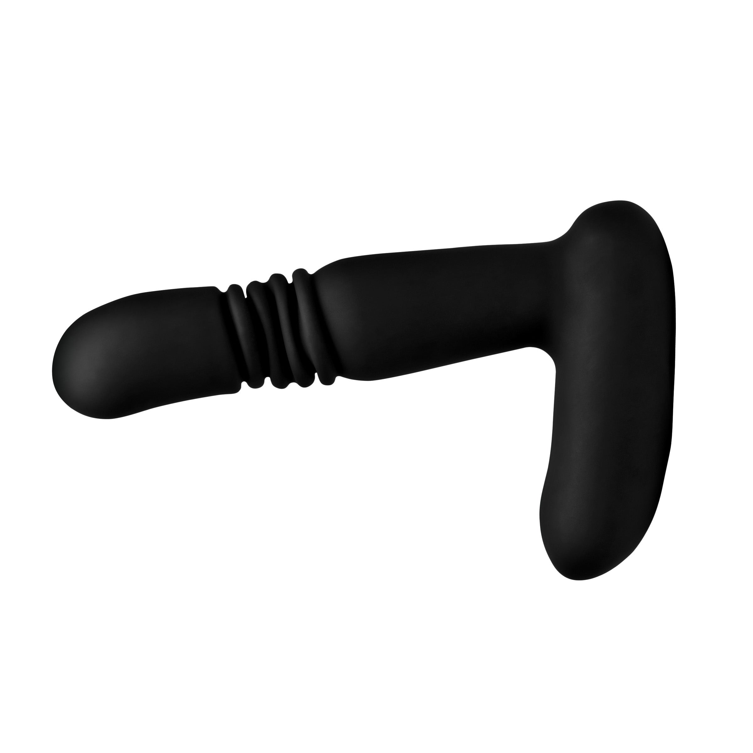 Silicone Thrusting Anal Plug with Remote Control, featuring a sleek black design and ergonomic shape for enhanced pleasure.