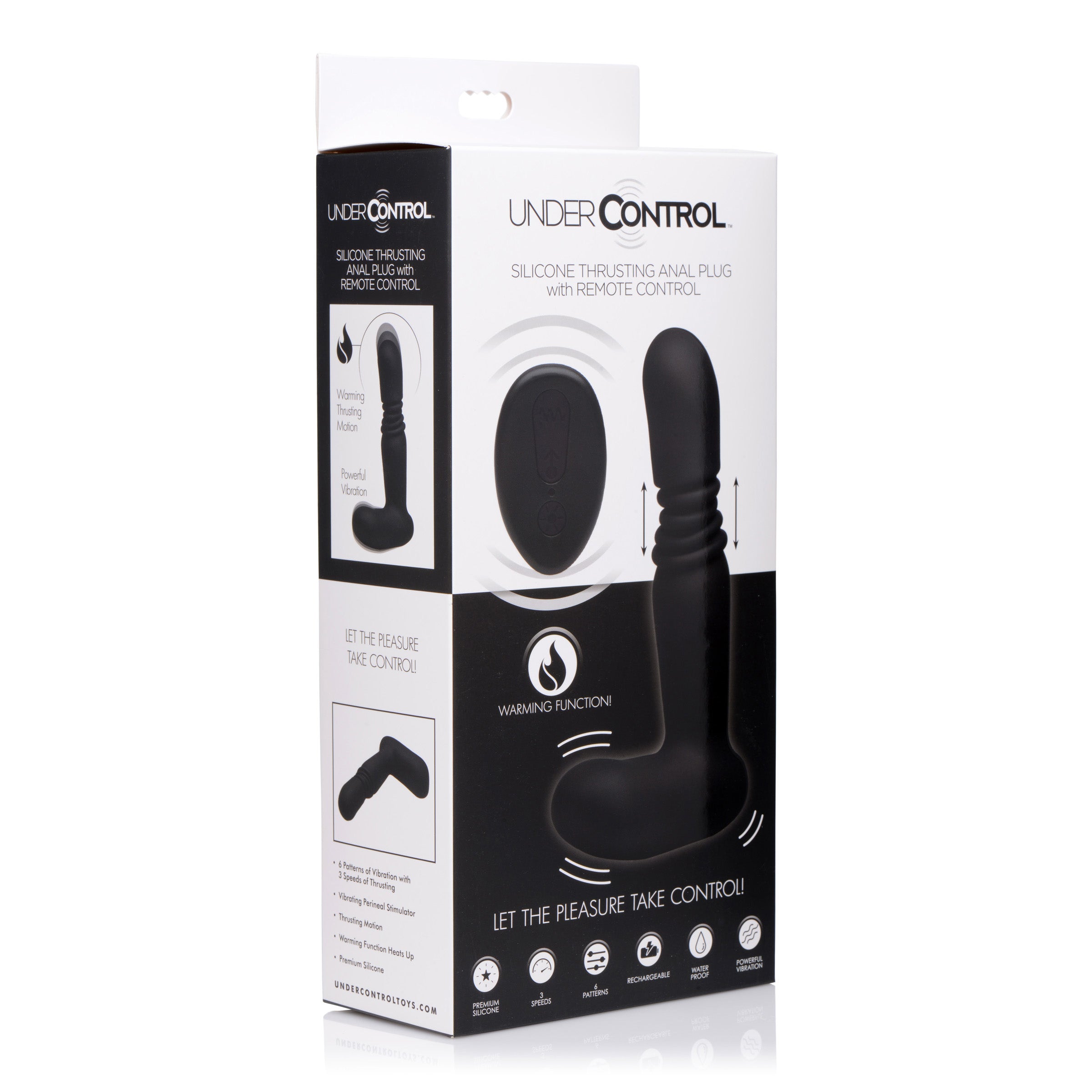 Silicone Thrusting Anal Plug with Remote Control, featuring a sleek black design and ergonomic shape for enhanced pleasure.