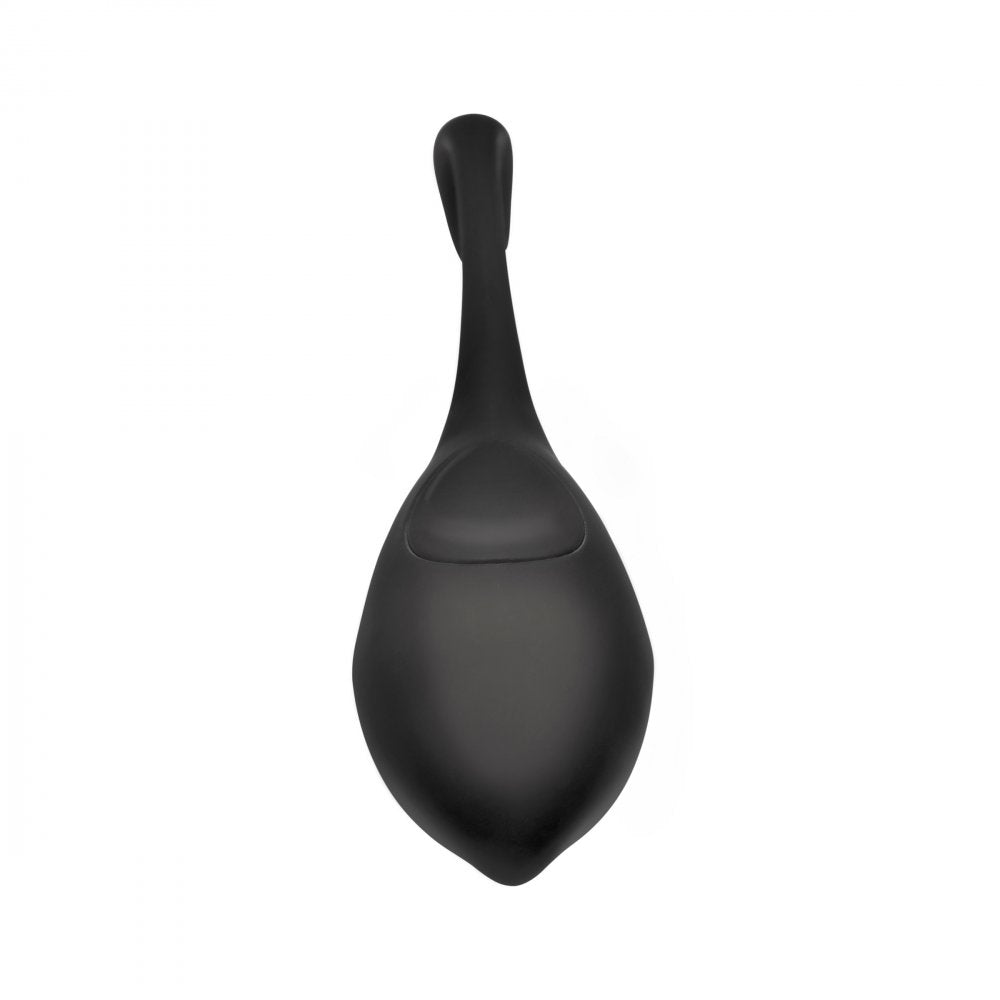 Silicone Vibrating Egg with Remote Control in black, showcasing its sleek design and tapered tip for versatile use.