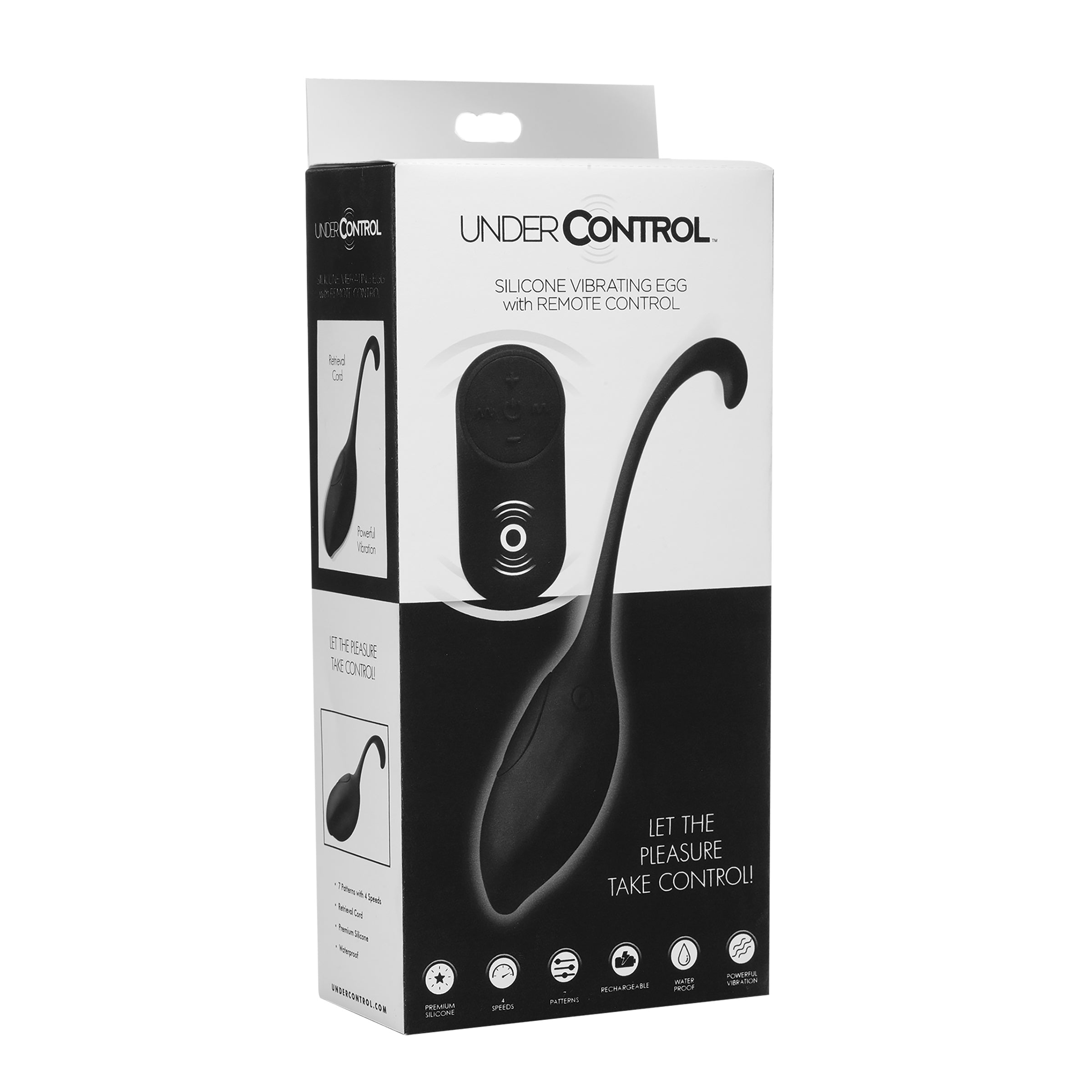 Silicone Vibrating Egg with Remote Control in black, showcasing its sleek design and tapered tip for versatile use.