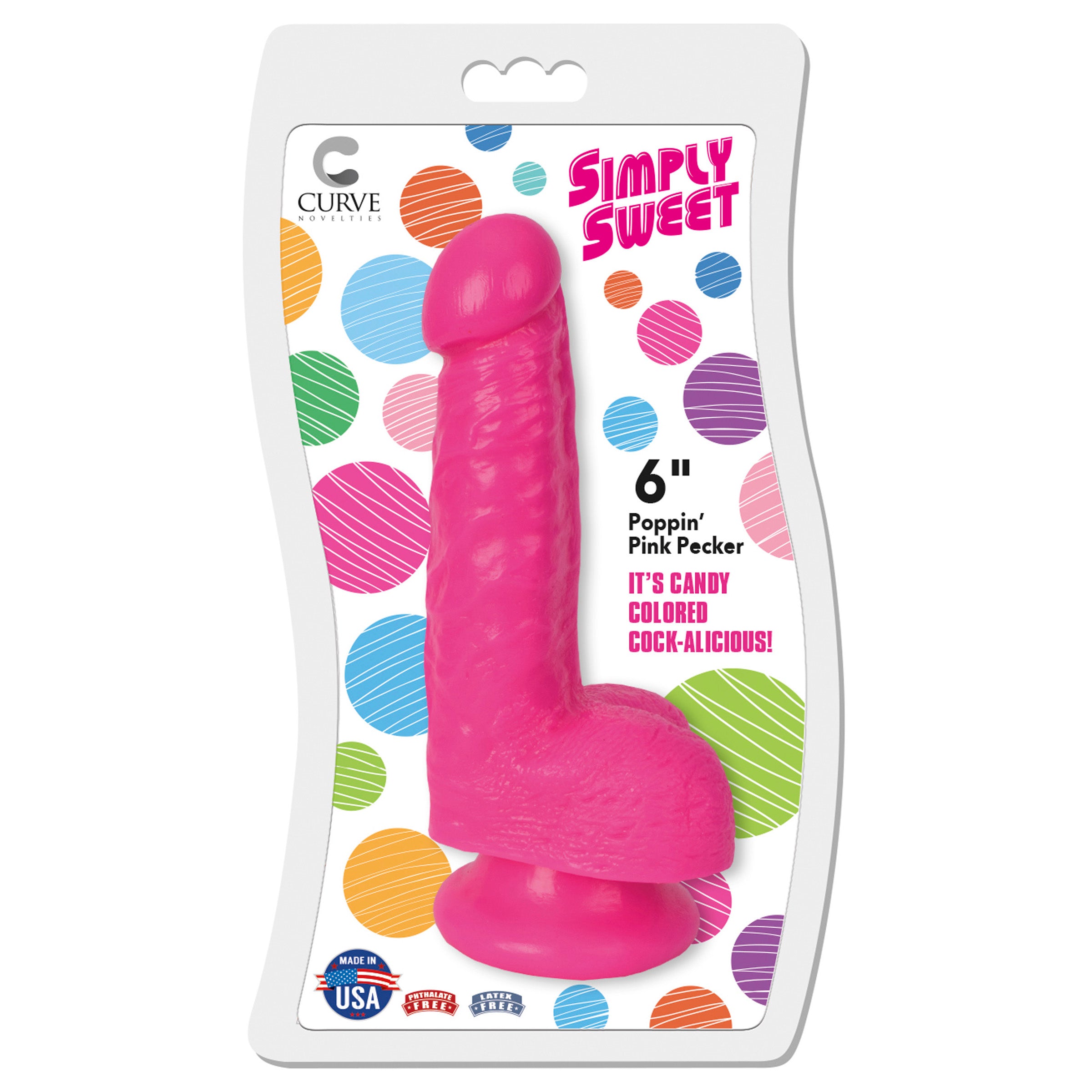 Simply Sweet 6 Inch Dildo in pink with realistic design and strong suction cup base.